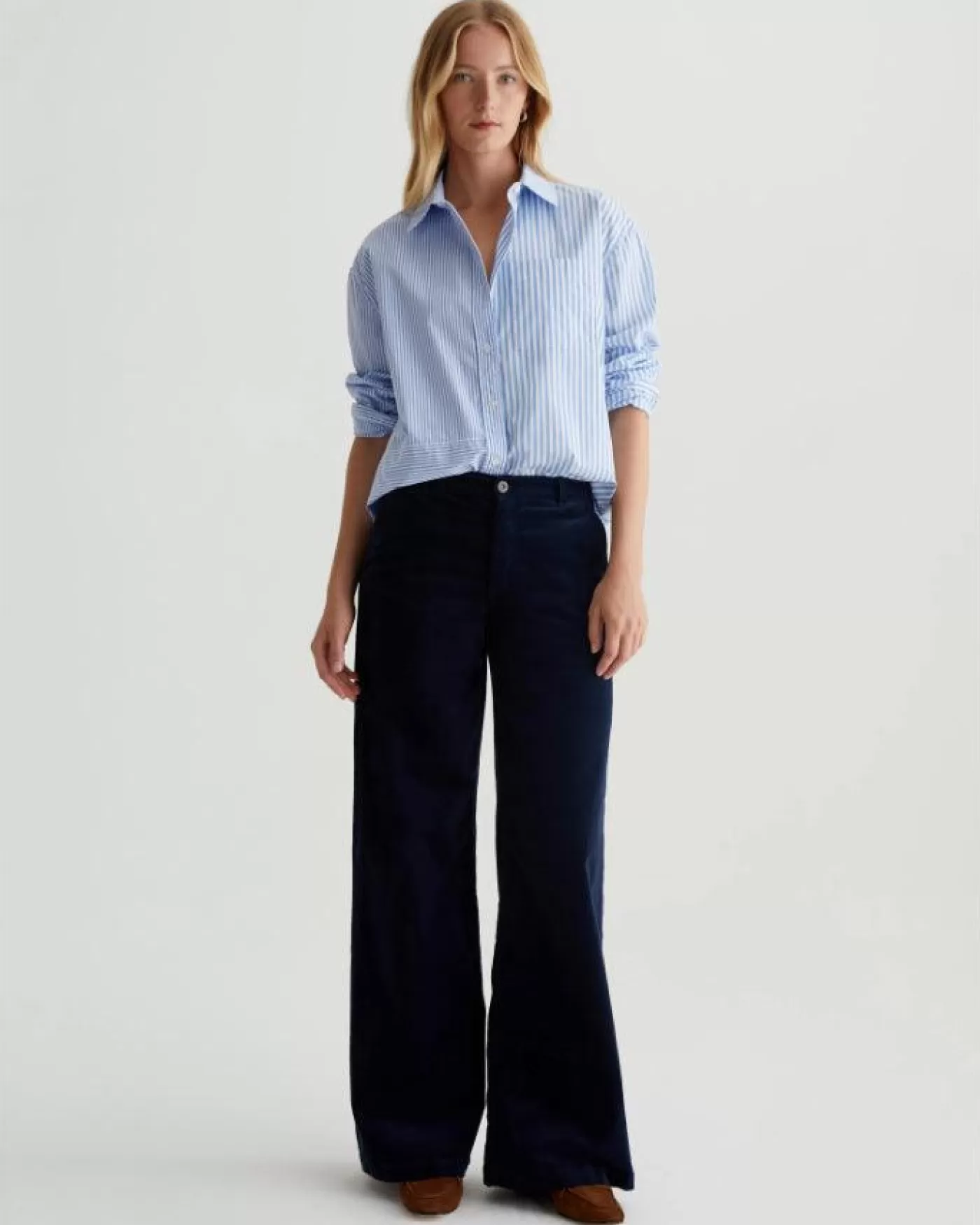 Adriano Goldschmied Jeans Stella Wide Leg Corduroy Palazzo Pant DEEPTRENCHESNAVY Shop