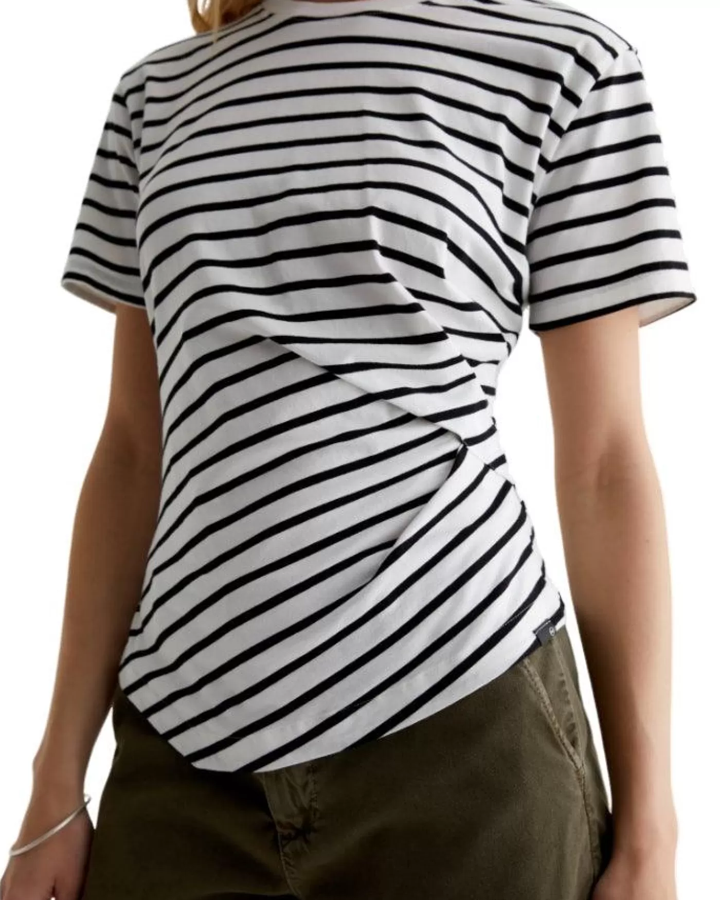 Adriano Goldschmied Jeans AG Jeans Rini Stripe Tee COASTALSTRIPEEX-WHITE/TRUEBLACK Hot