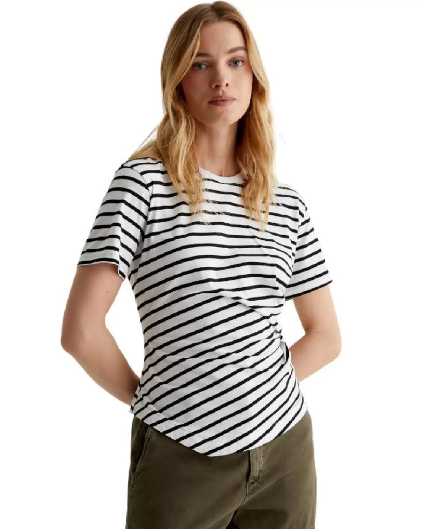 Adriano Goldschmied Jeans AG Jeans Rini Stripe Tee COASTALSTRIPEEX-WHITE/TRUEBLACK Hot