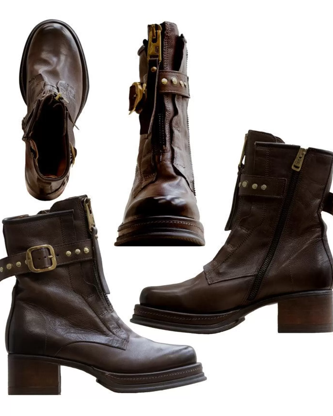 AS98 Double Zip Leather Boot FONDENTE Outlet