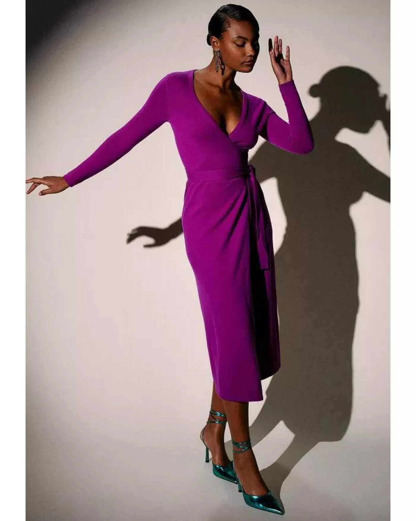 Diane Von Furstenberg Astrid Cashmere Wool Wrap Dress REDPURPLE Fashion