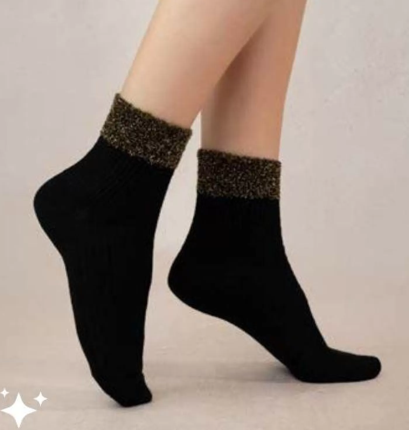 Bleu Foret Ribbed Ankle Socks With Garland Trim BLACK-GOLD Shop