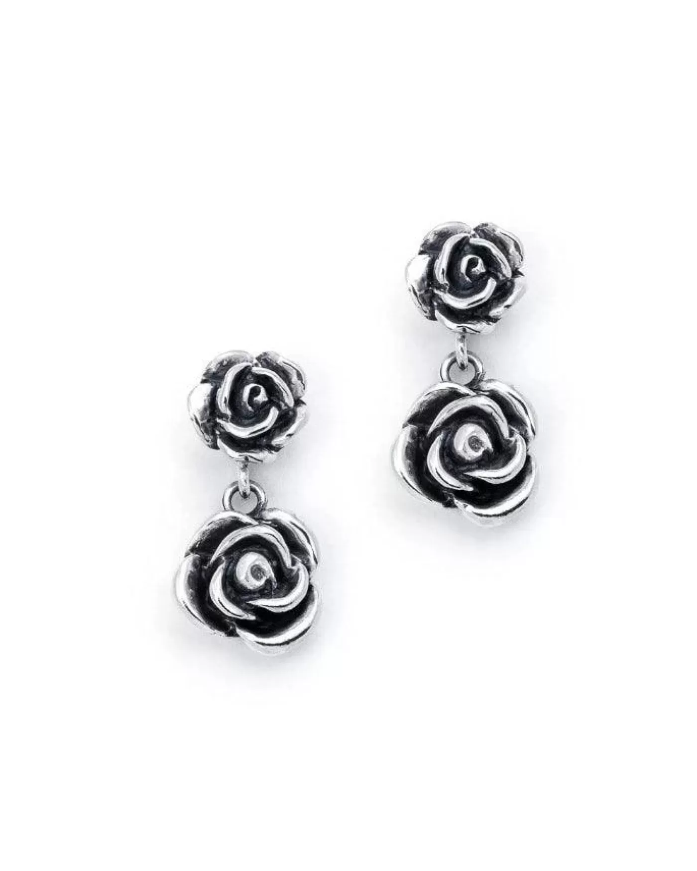 Bloodline Design Double Rose Drop Earrings SterlingSilver Hot