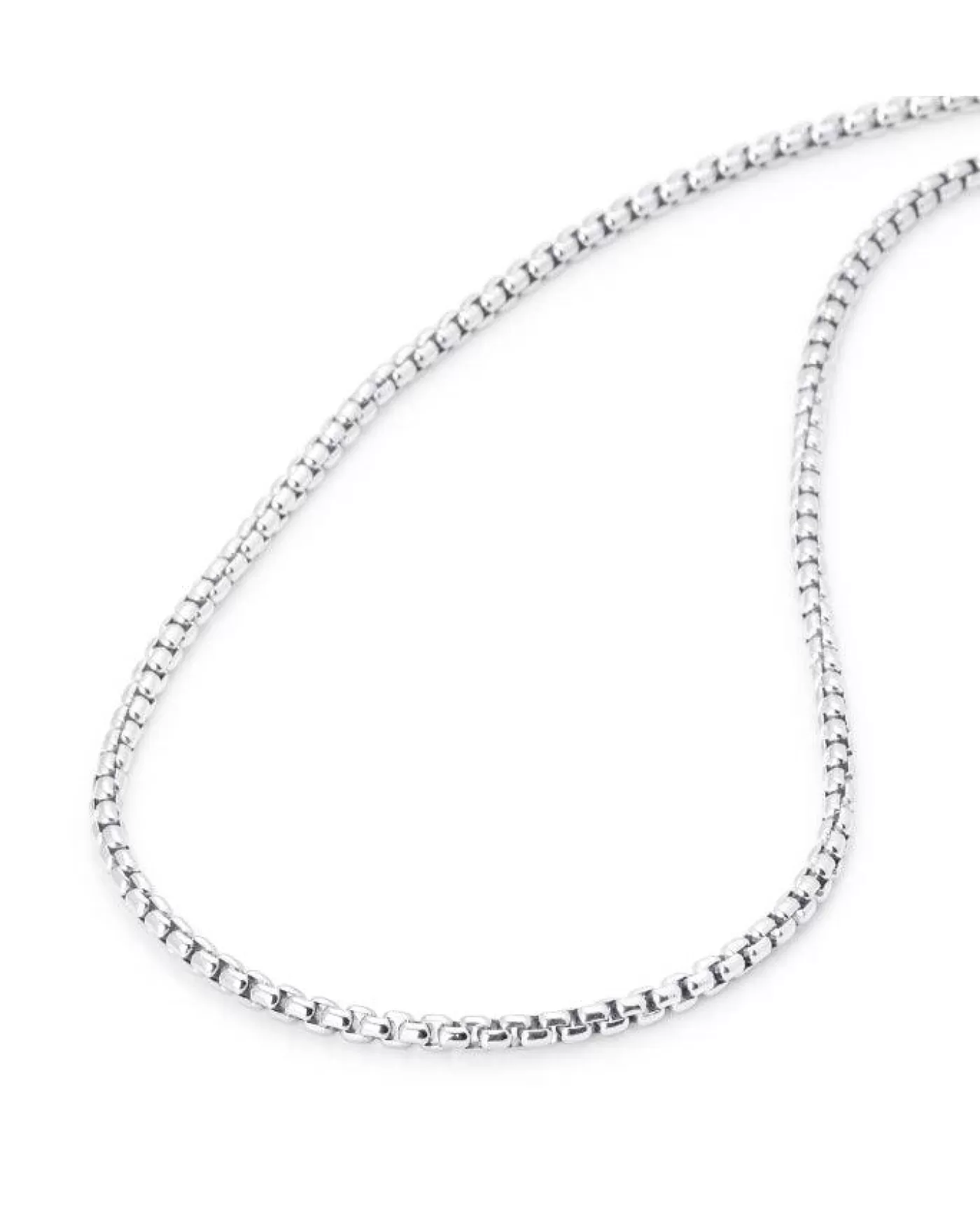 Bloodline Design Rounded Box Link Chain Necklace SterlingSilver Fashion