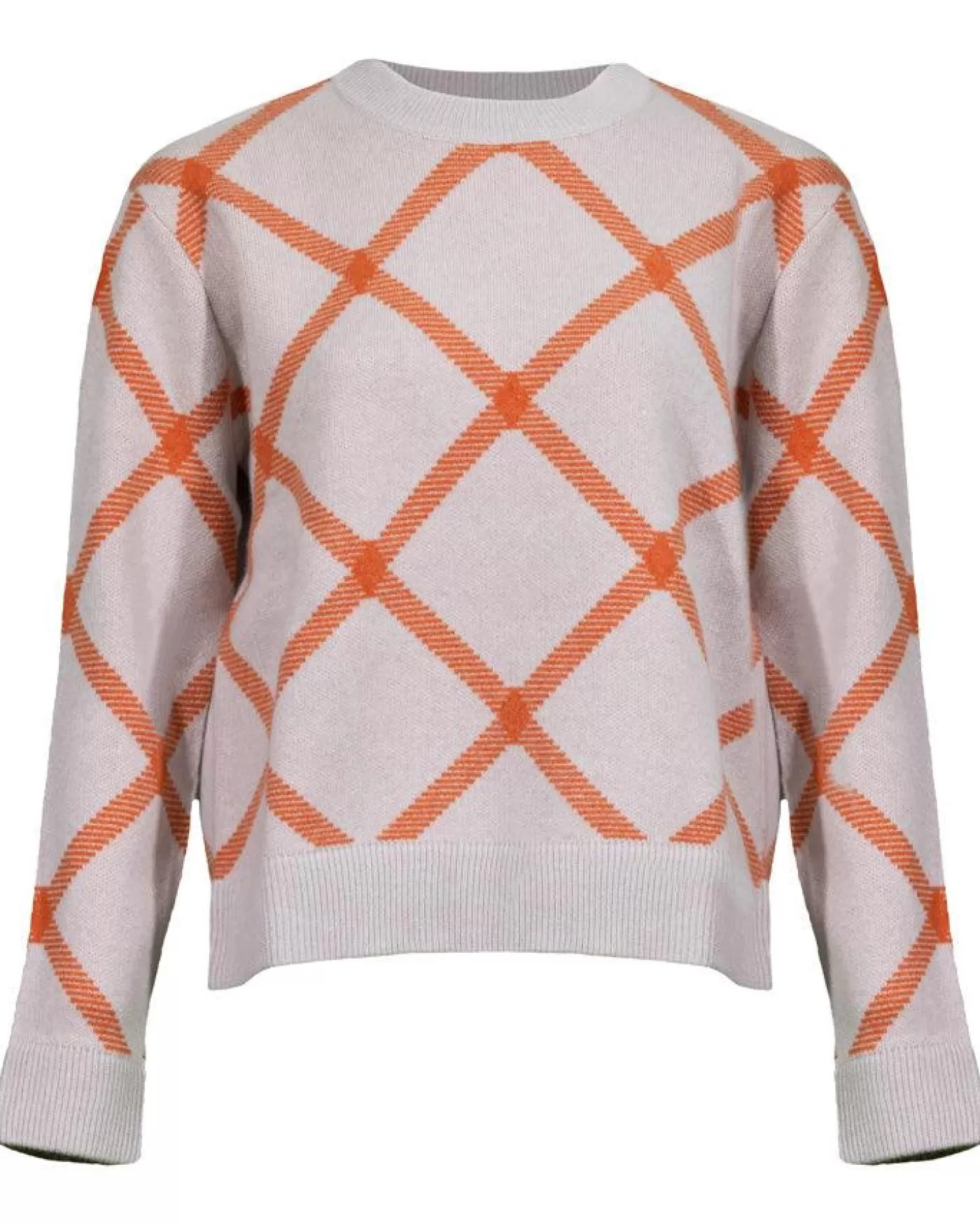 Kinross Cashmere Cashmere Bias Plaid Pullover DUNE/LOBSTER Clearance