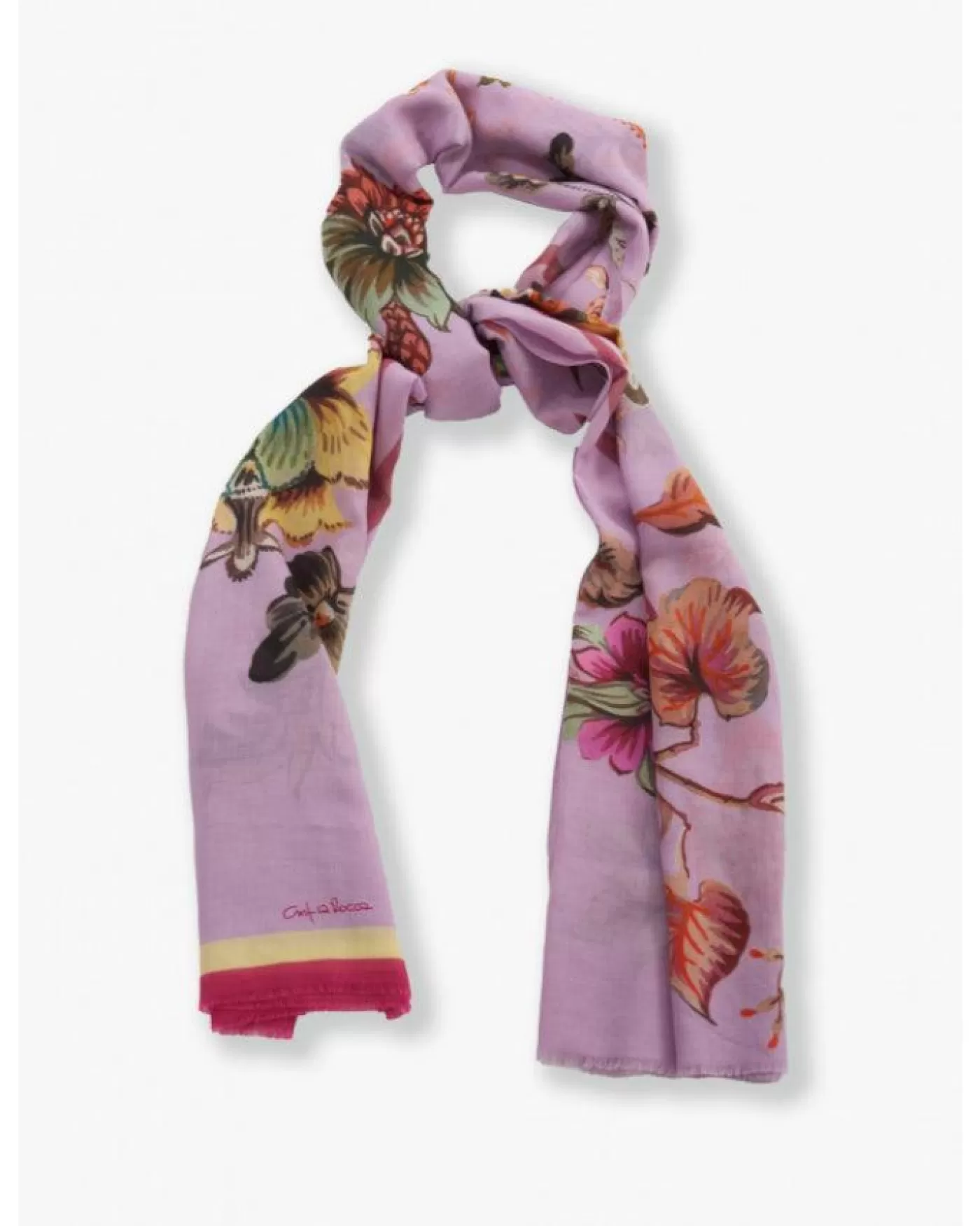 Cinzia Rocca Maxi Cotton Floral Scarf LILAC Cheap