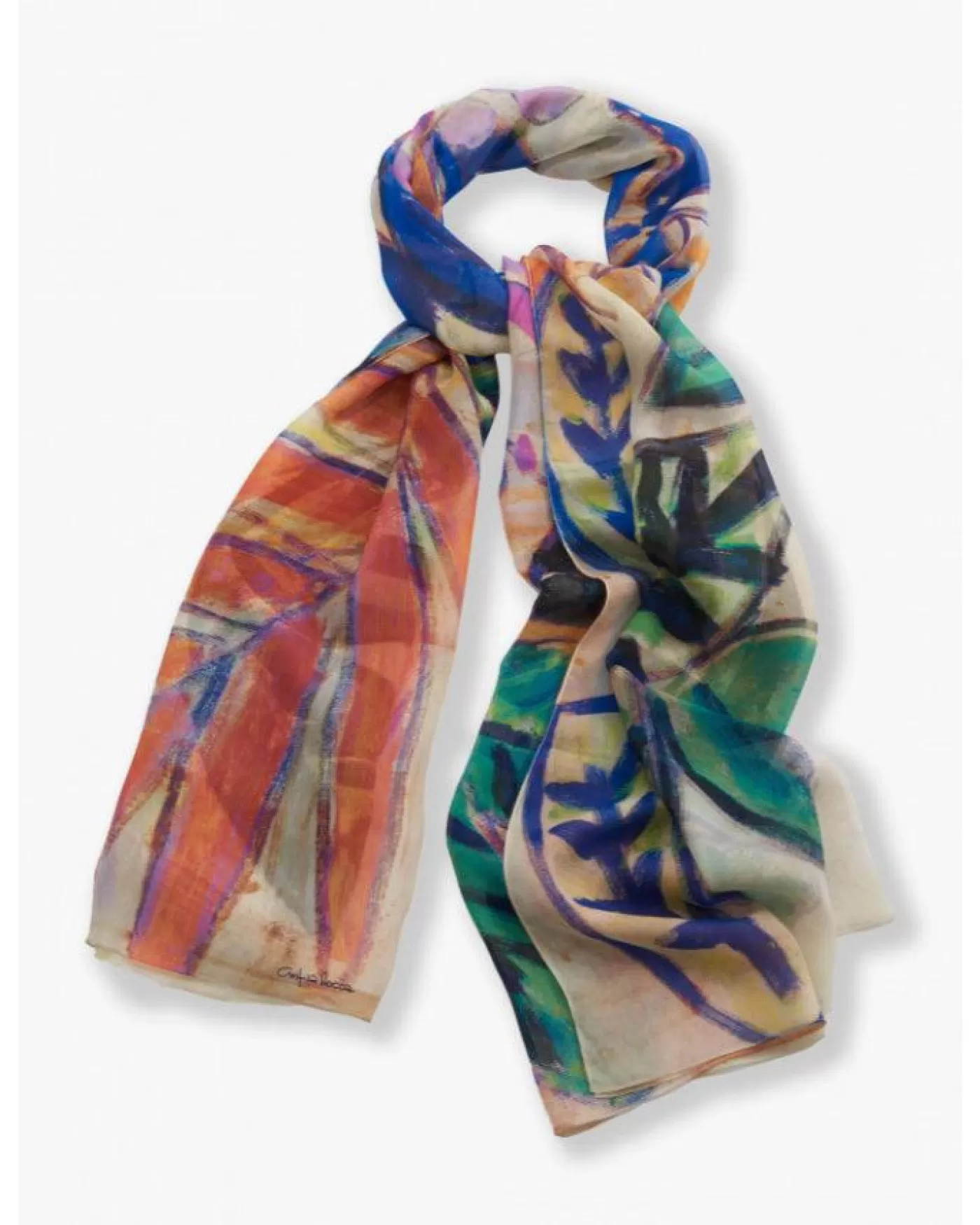 Cinzia Rocca Silk Floral Maxi Scarf ORANGE Best Sale