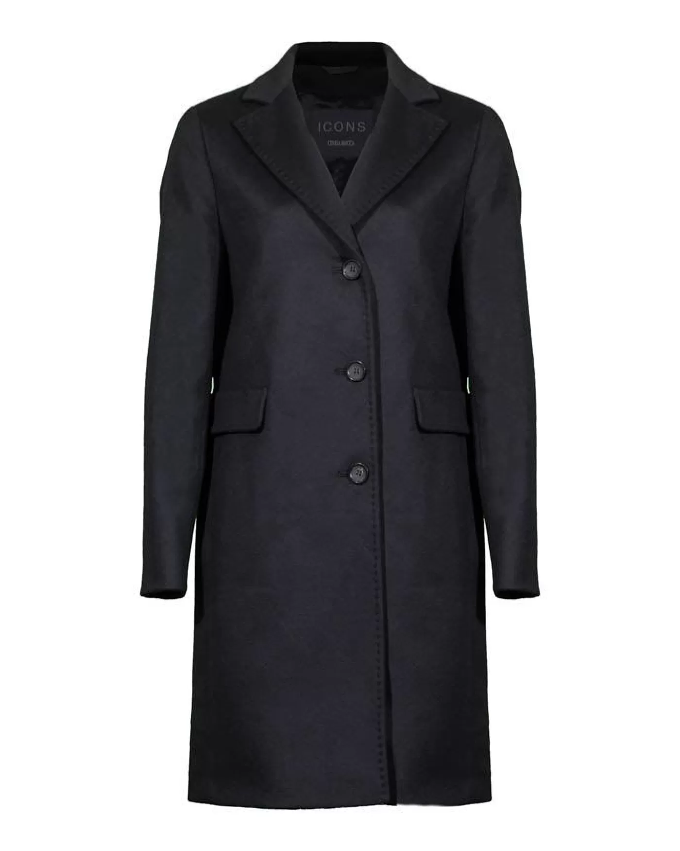 Cinzia Rocca Wool Knee Length Coat Black Clearance