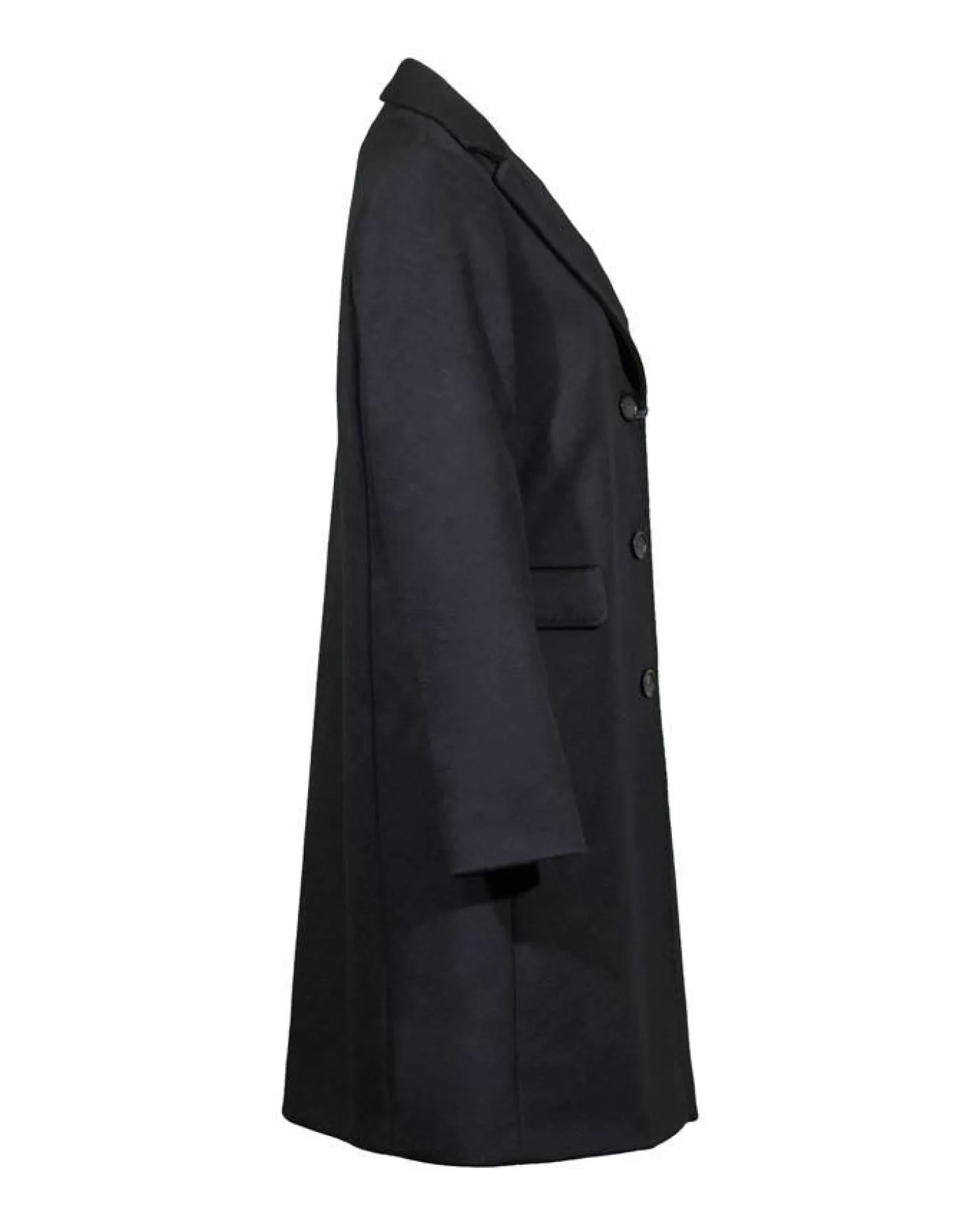 Cinzia Rocca Wool Knee Length Coat Black Clearance