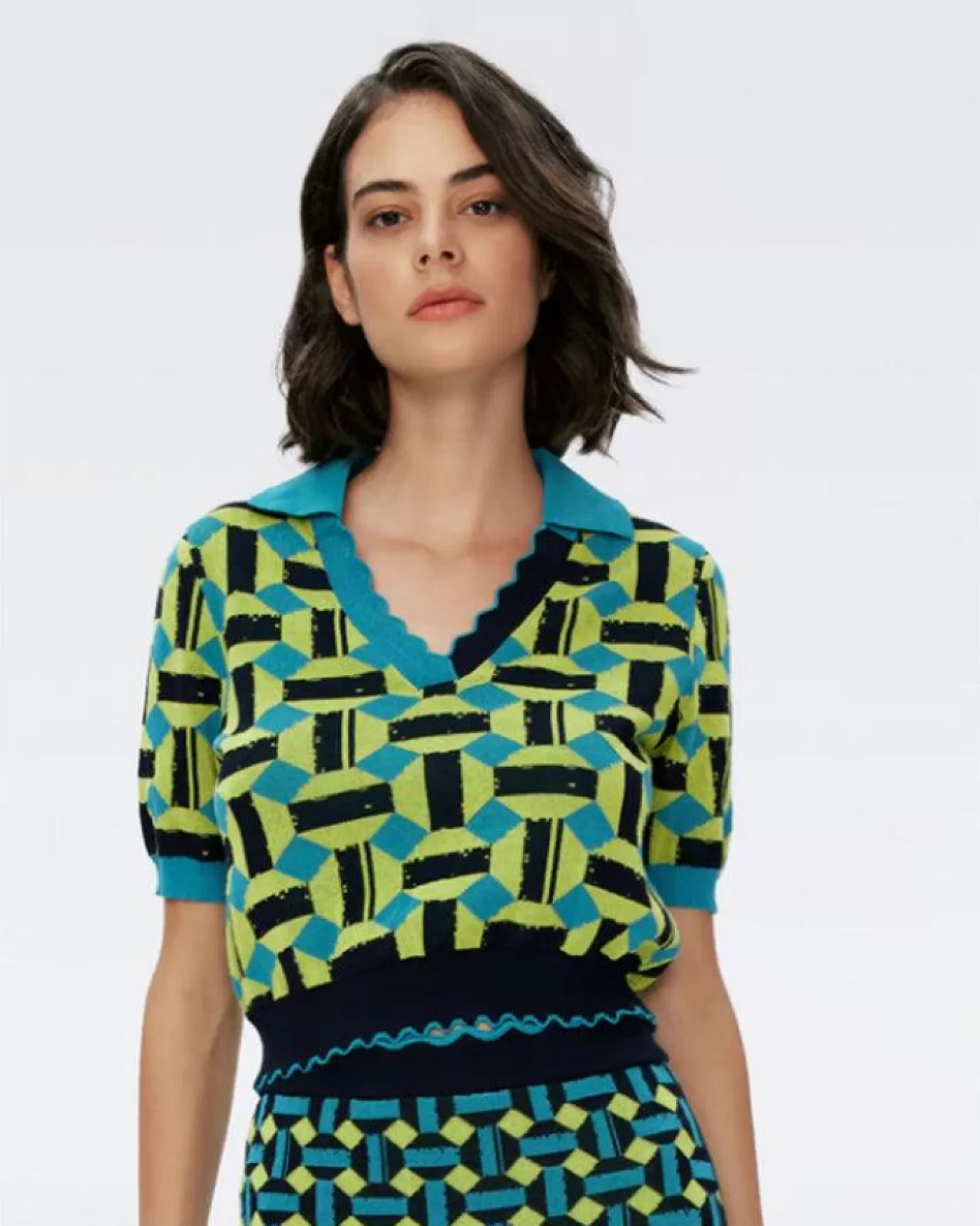 Diane Von Furstenberg Hannah Knit Top SQUAREDOTLARGE Best Sale