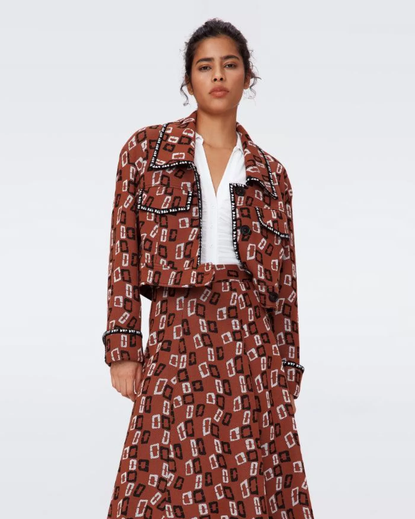 Diane Von Furstenberg Lacie Jacket CHAINSPOTSBROWNMED Clearance