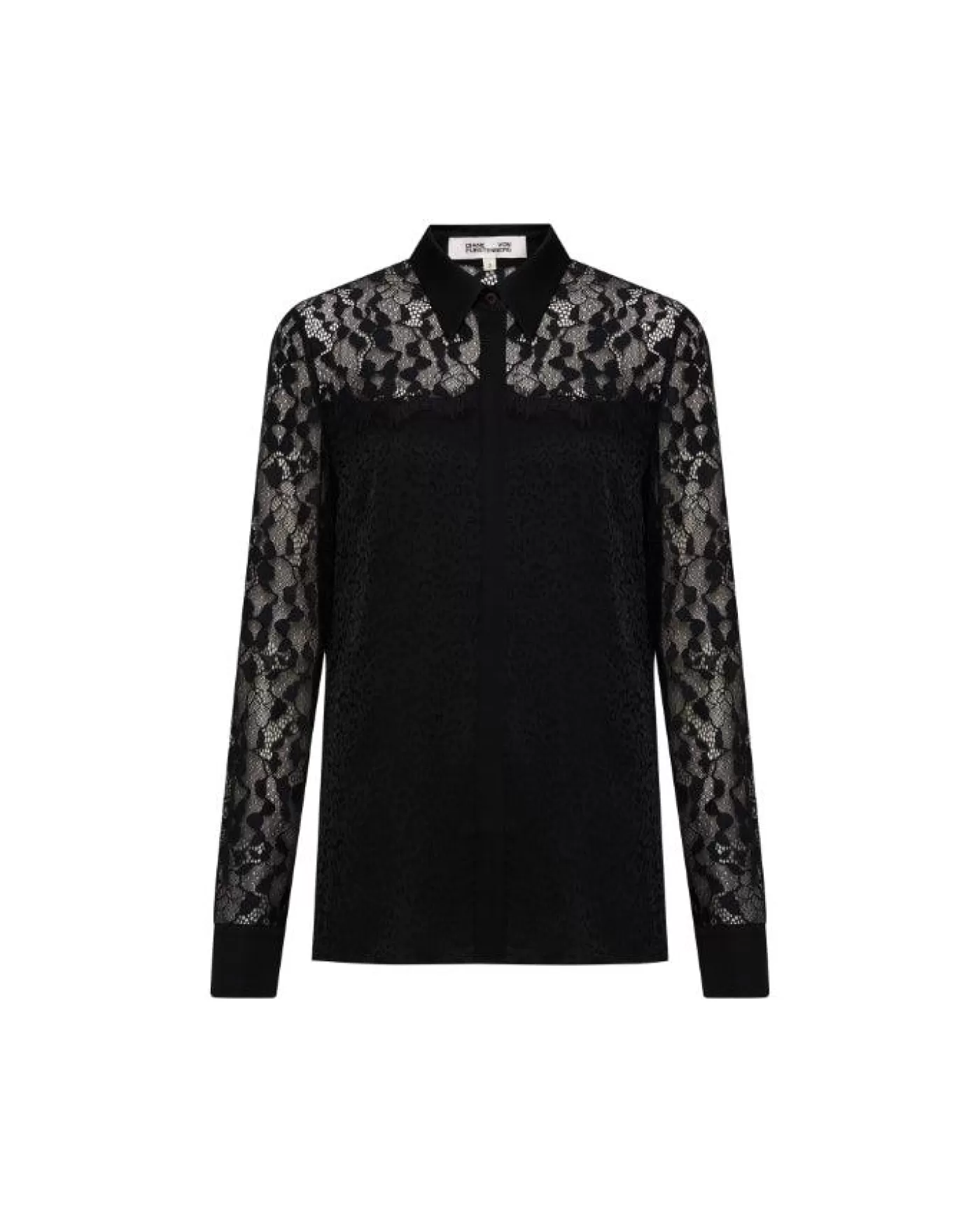 Diane Von Furstenberg Primrose Lace Blouse Black New