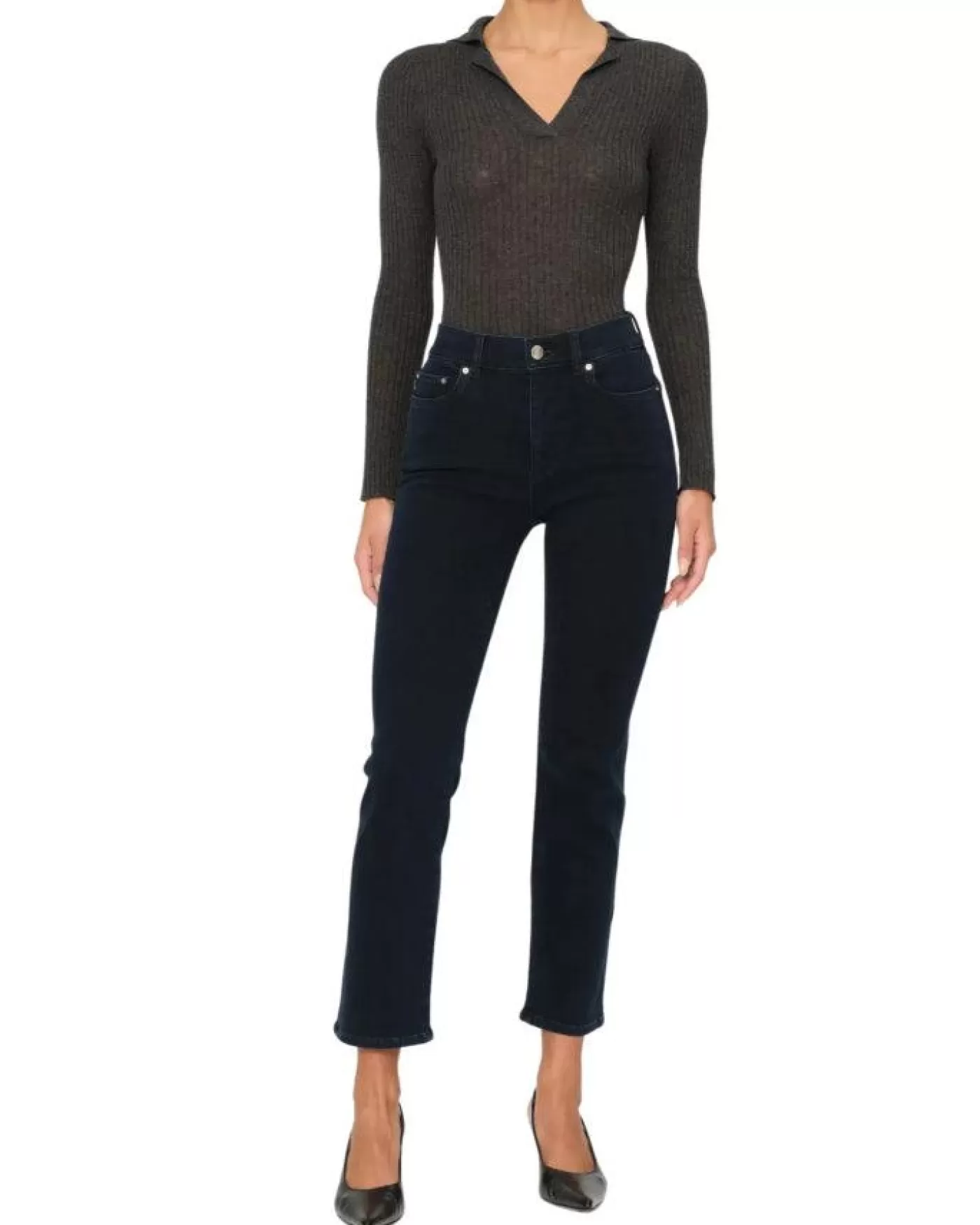 DL1961 Mara Mid Rist Straight Leg Jean DARKCLEAN Hot