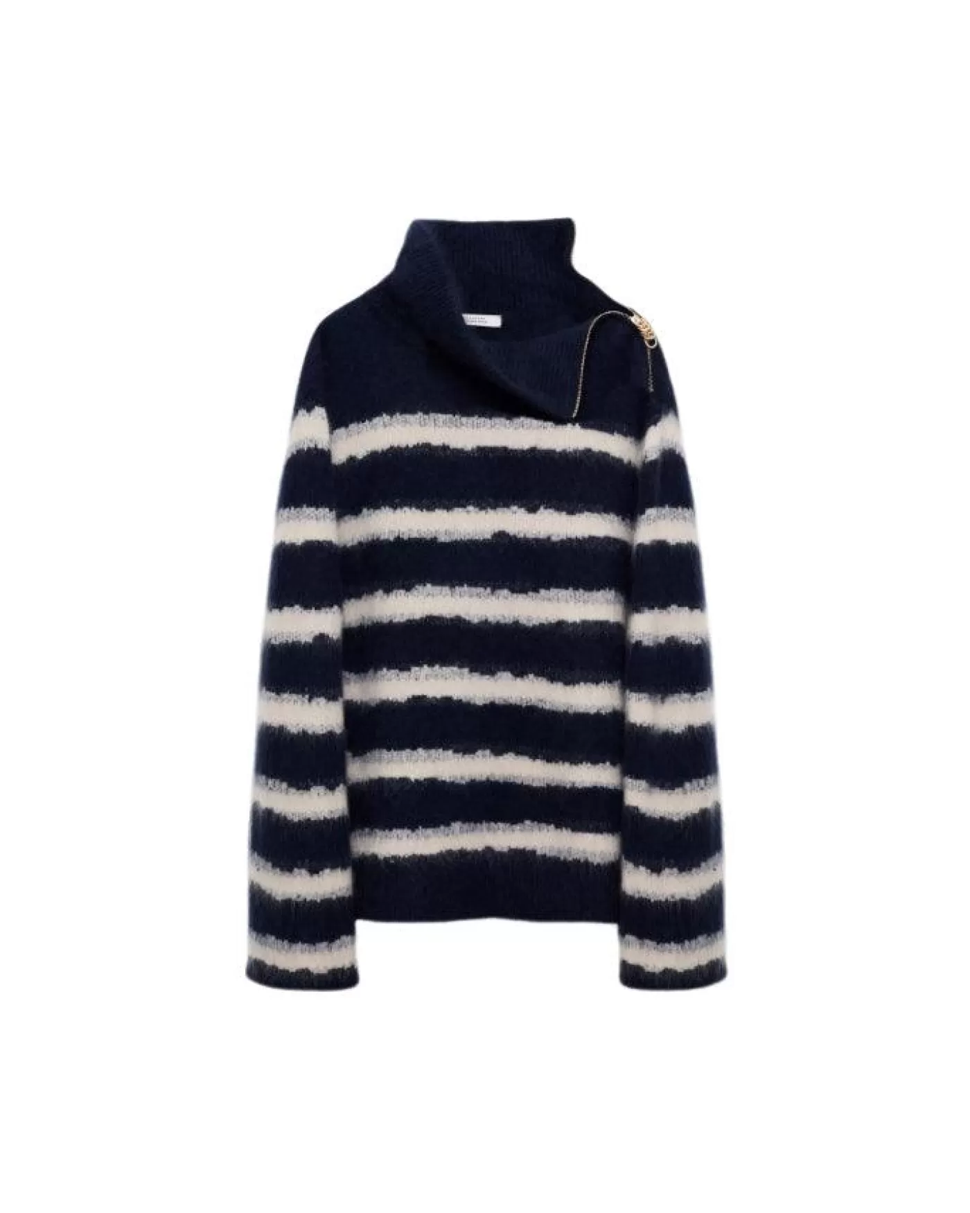 Dorothee Schumacher Fluffy Statements Stripe Zip Turtleneck BLUESHADOWSTRIPE Best