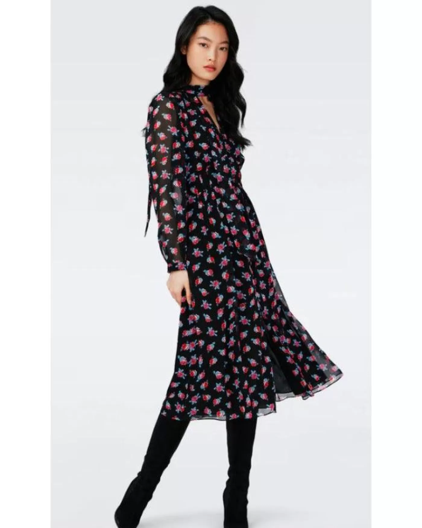 Diane Von Furstenberg DVF Erica Midi Dress FORTUNEROSEDOT Discount