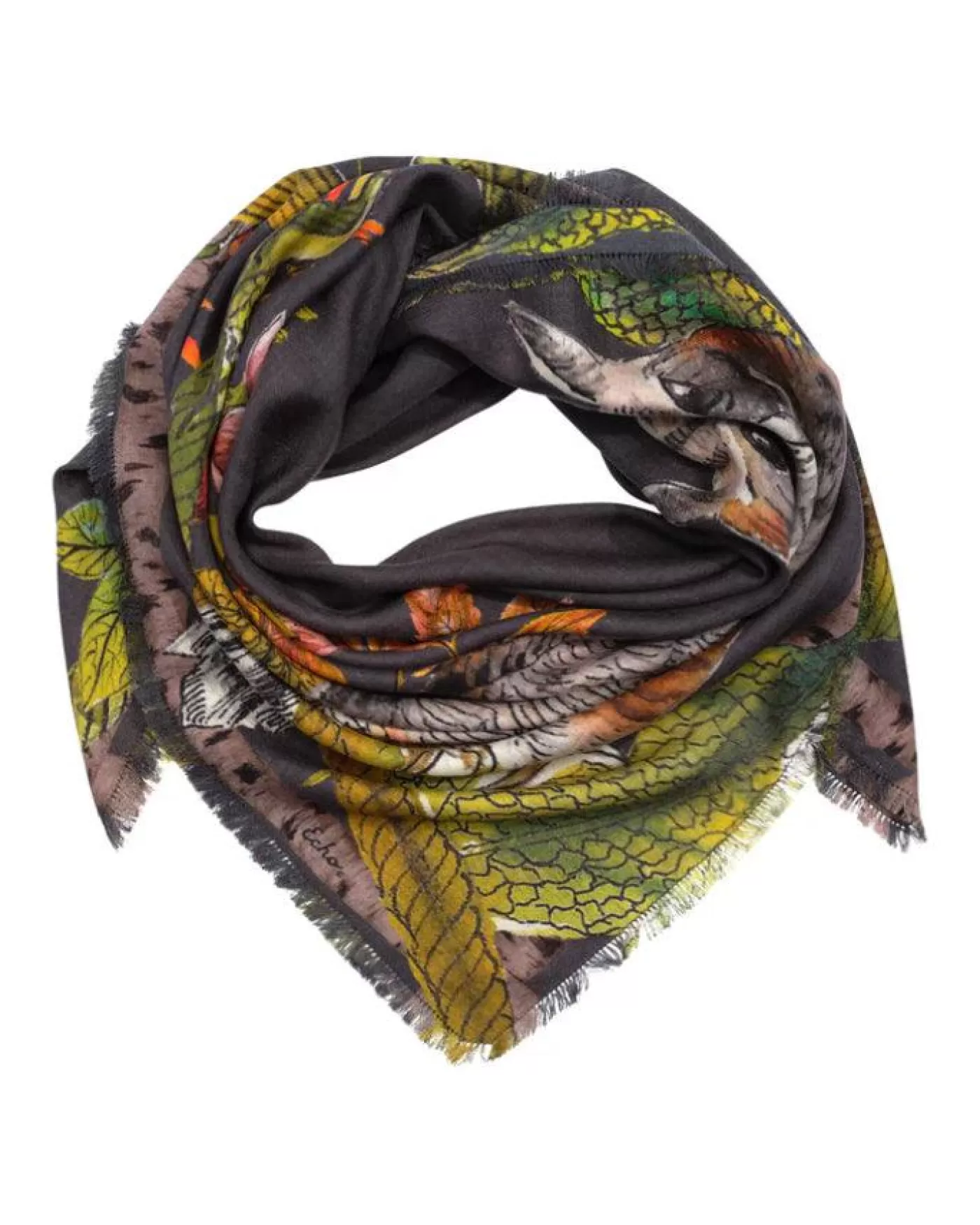 Echo Hoot Hoot Square Scarf CHARCOAL Fashion