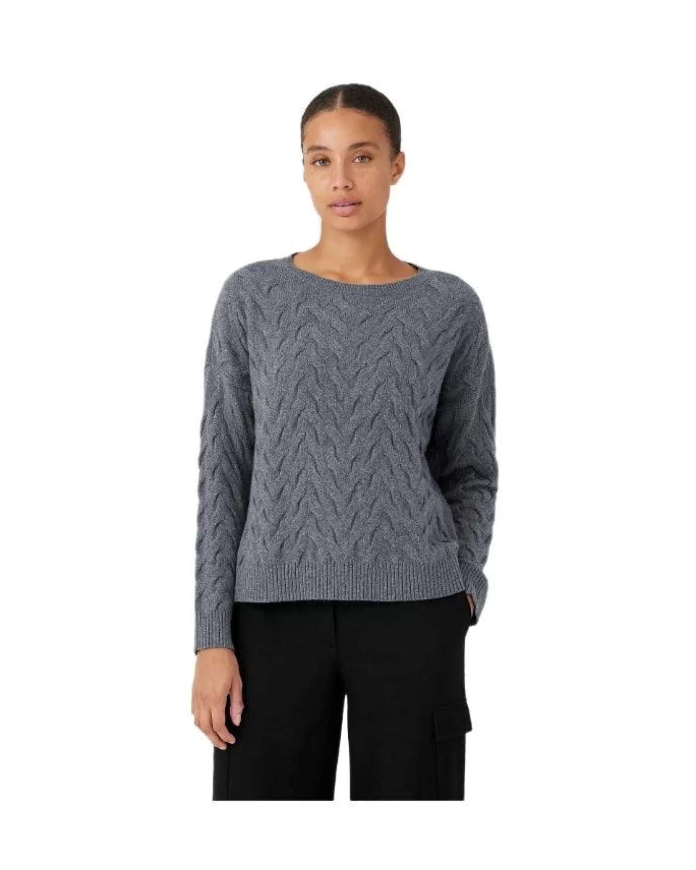 Eileen Fisher Cmere Blend Cable Knit Pullover Ash Clearance
