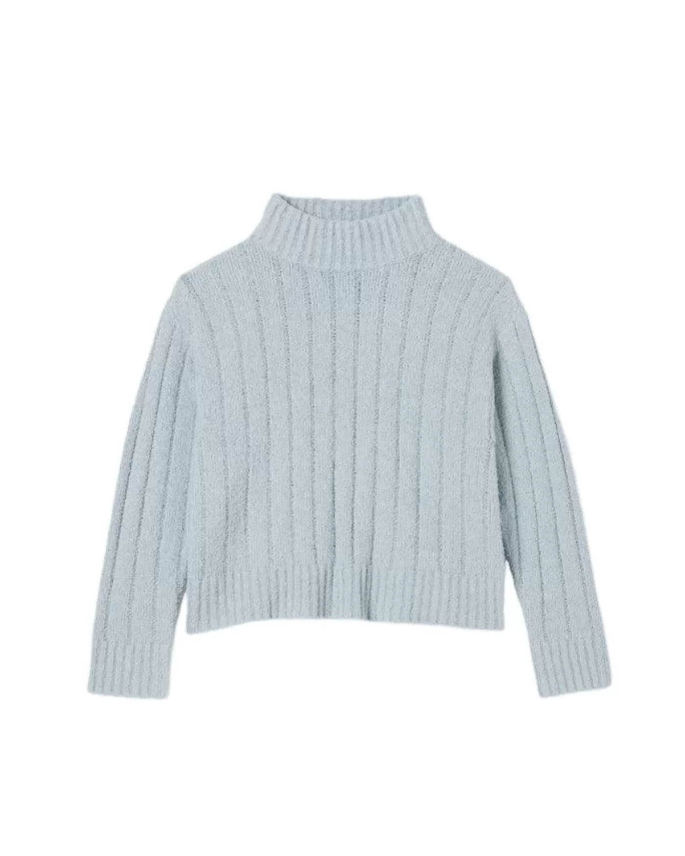 Eileen Fisher Cotton Fluff Rib Turtleneck Sweater Frost Best Sale