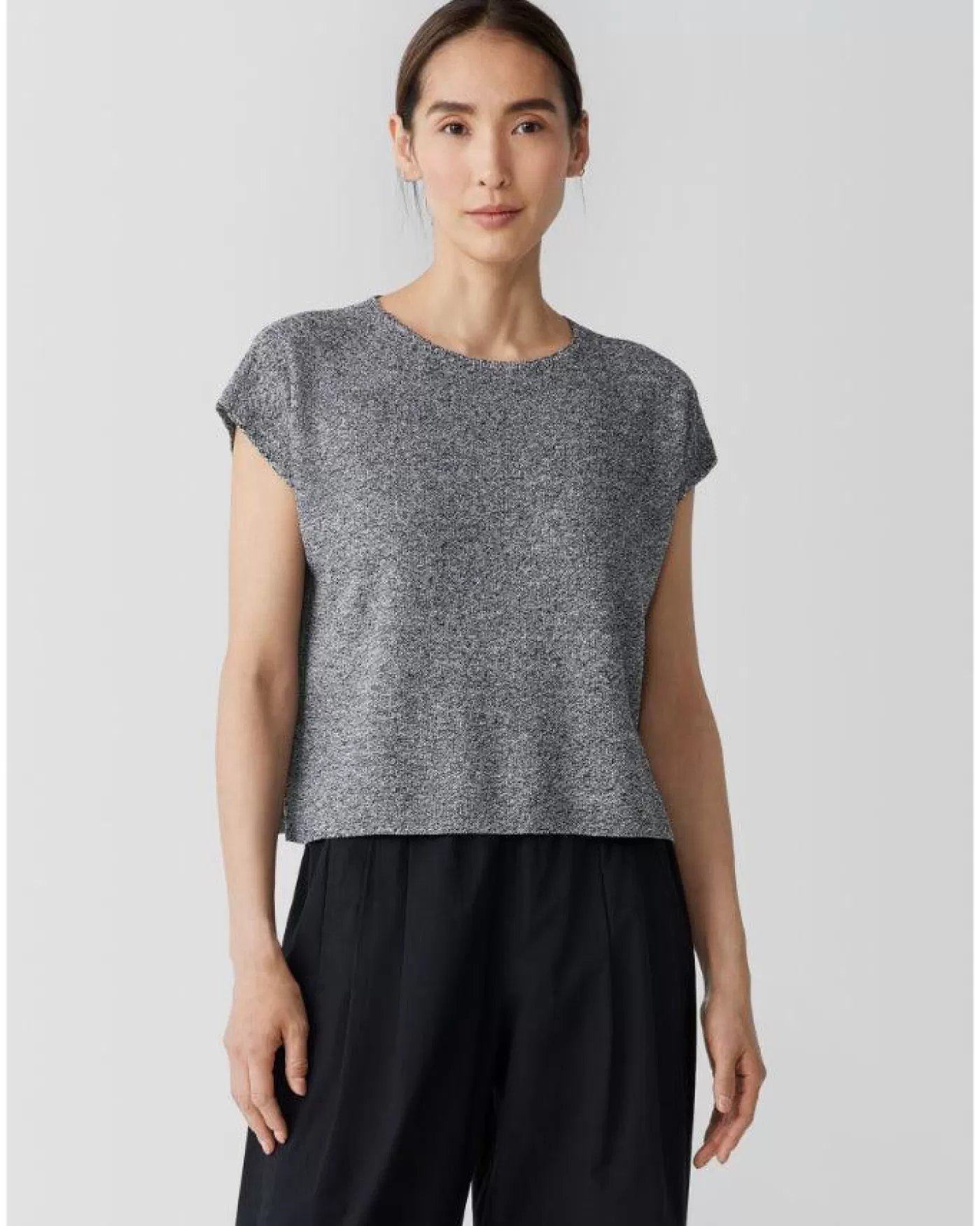 Eileen Fisher Crew Neck Box Top Black White Black/White Cheap