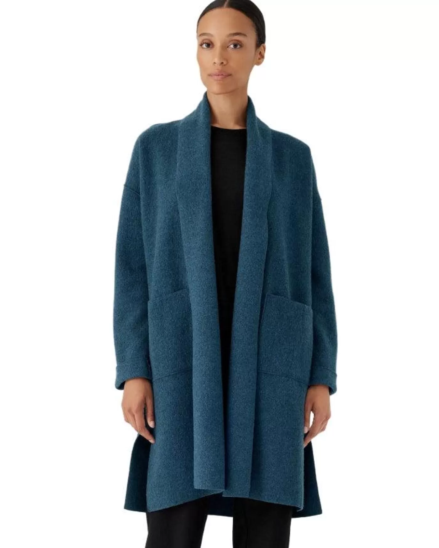 Eileen Fisher High Collar Wool Coatigan ALPINE Sale