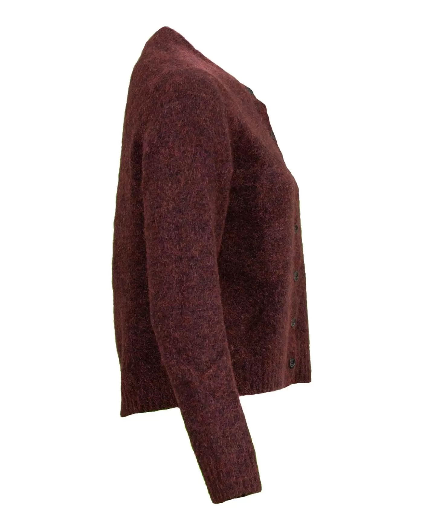 Eileen Fisher Mohair Plush Melange Crew Neck Cardigan REDWOOD Cheap