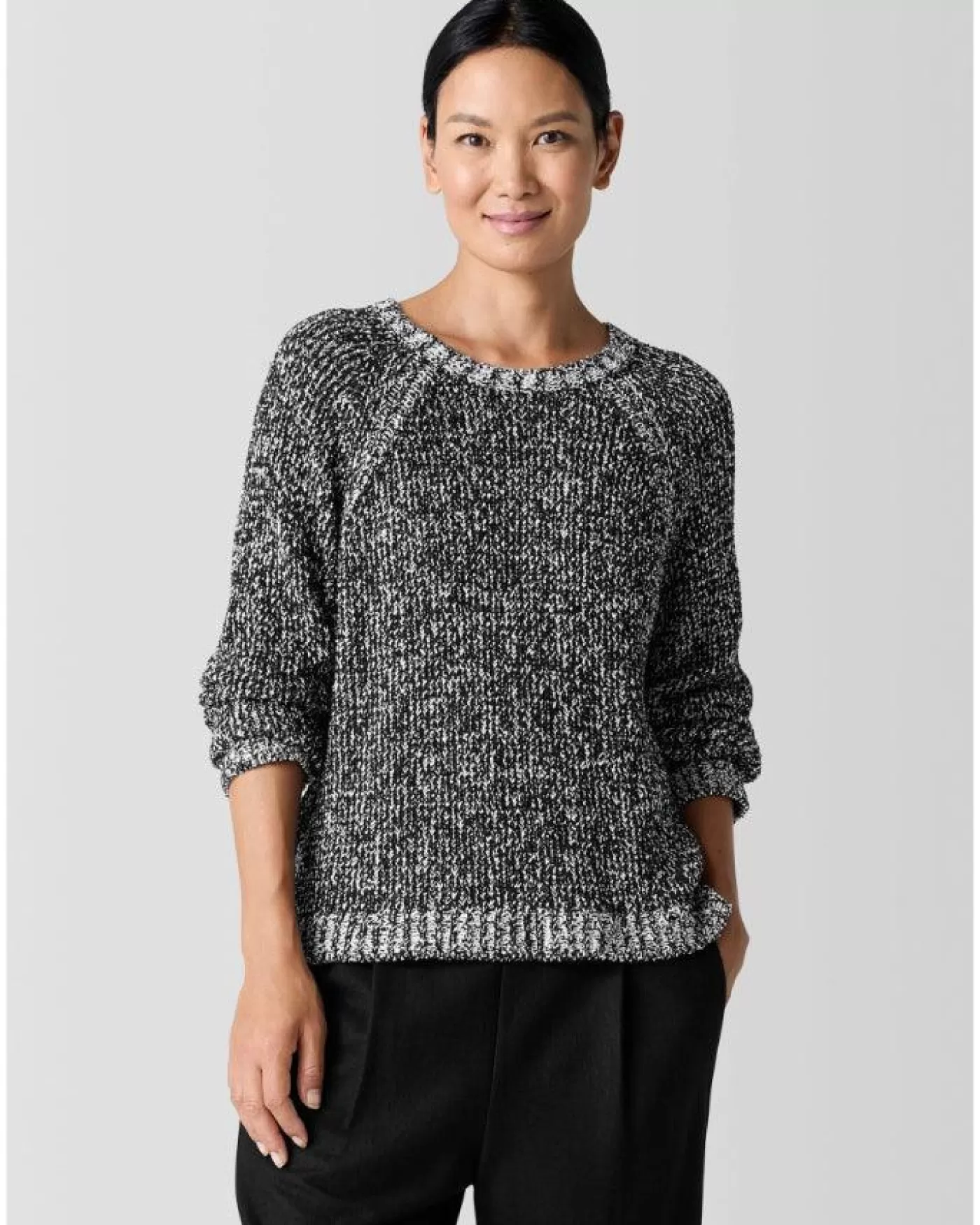 Eileen Fisher Organic Cotton Boucle Sweater Black Hot