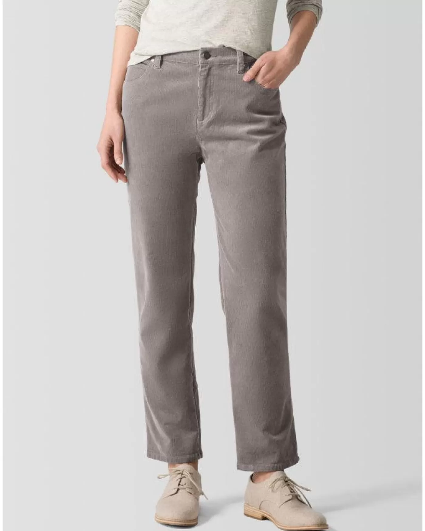 Eileen Fisher Organic Cotton Stretch Corduroy Straight Pant Taupe/blush Cheap