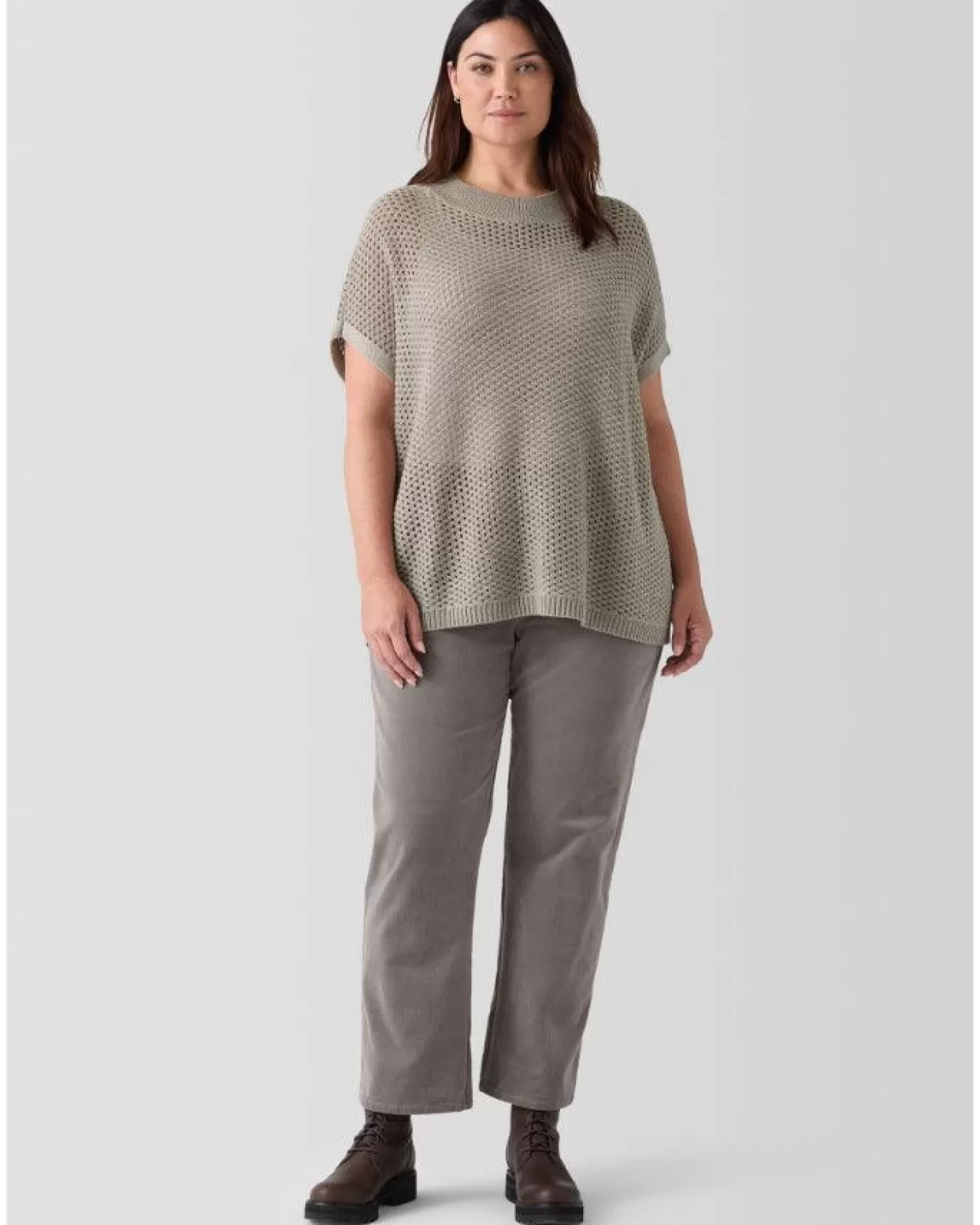 Eileen Fisher Organic Cotton Stretch Corduroy Straight Pant Taupe/blush Cheap