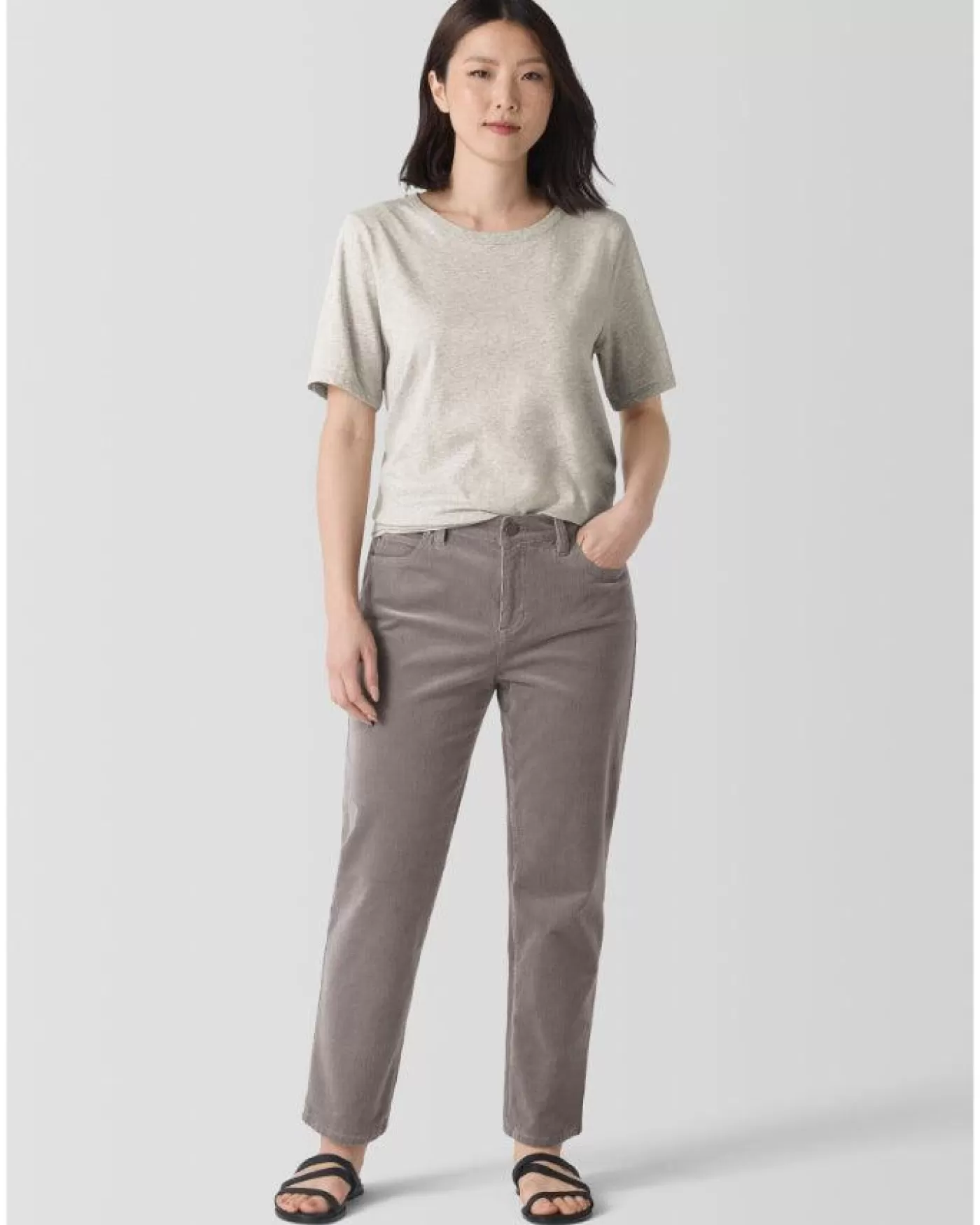 Eileen Fisher Organic Cotton Stretch Corduroy Straight Pant Taupe/blush Cheap