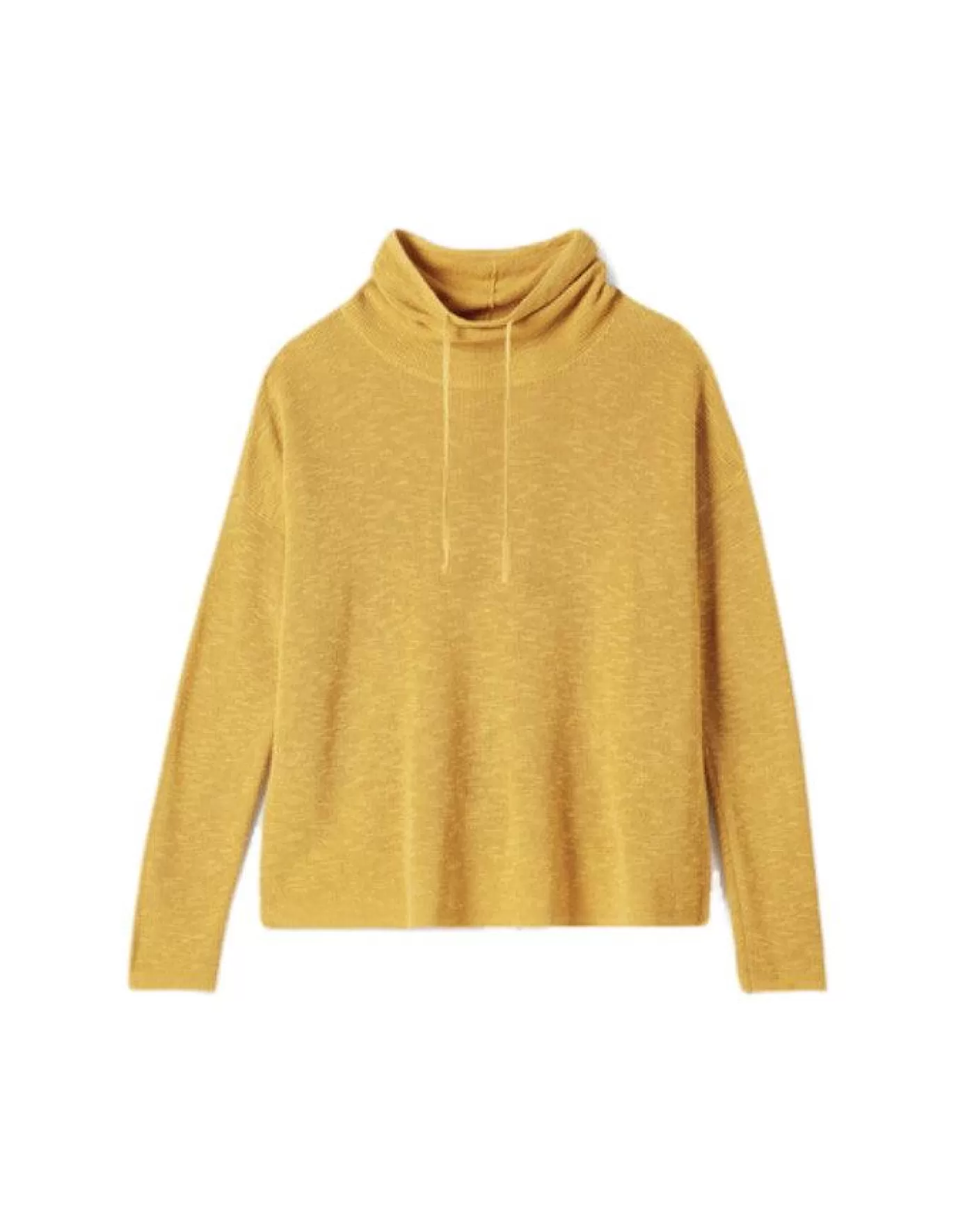 Eileen Fisher Organic Linen Cotton Slub Funnel Neck Top LEMONDROP Hot