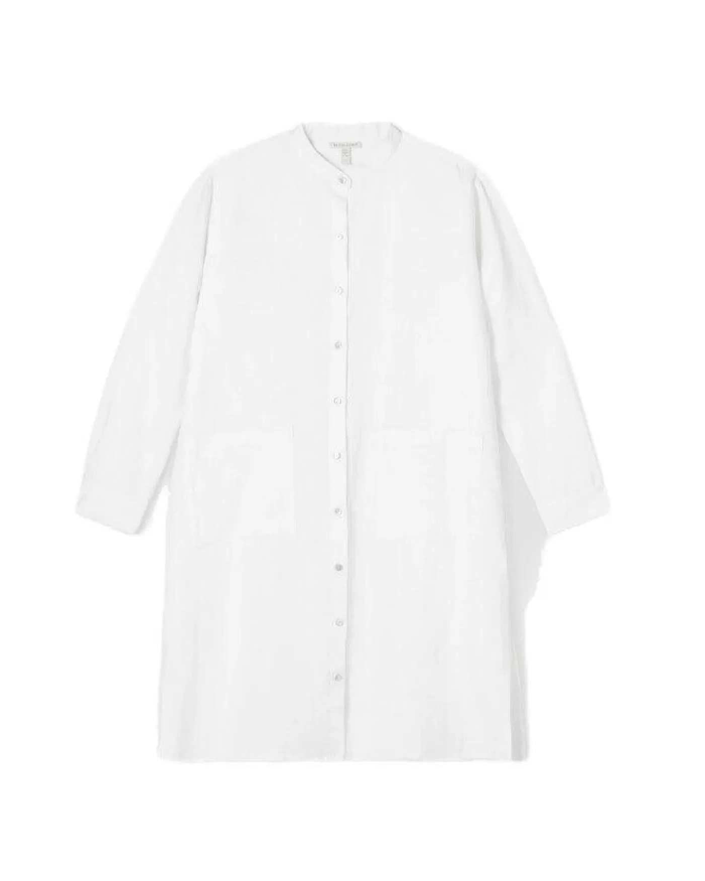 Eileen Fisher Organic Linen Mandarin Collar Dress White Sale