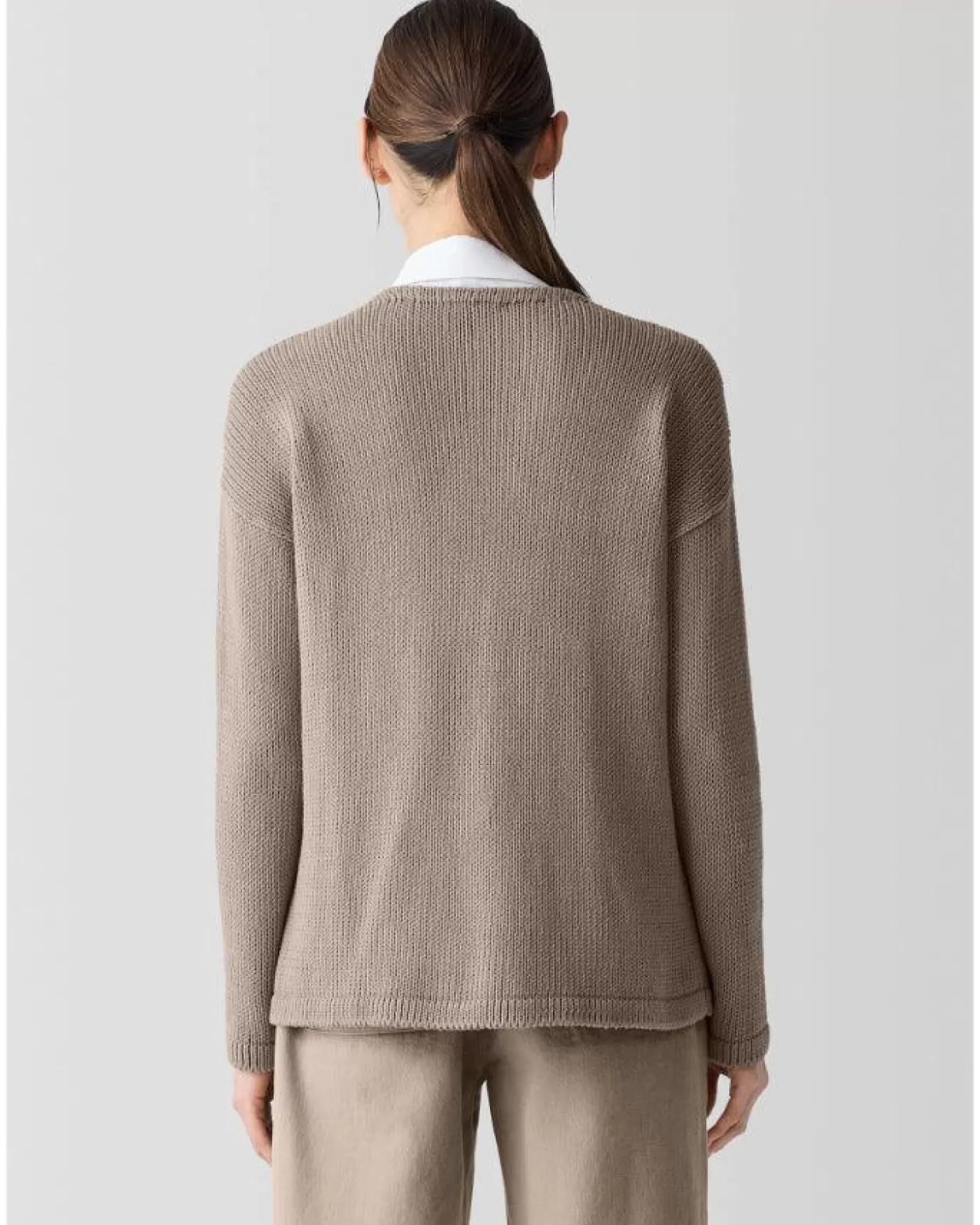 Eileen Fisher Peruvian Organic Cotton Cord Jersey V-Neck Sweater Store