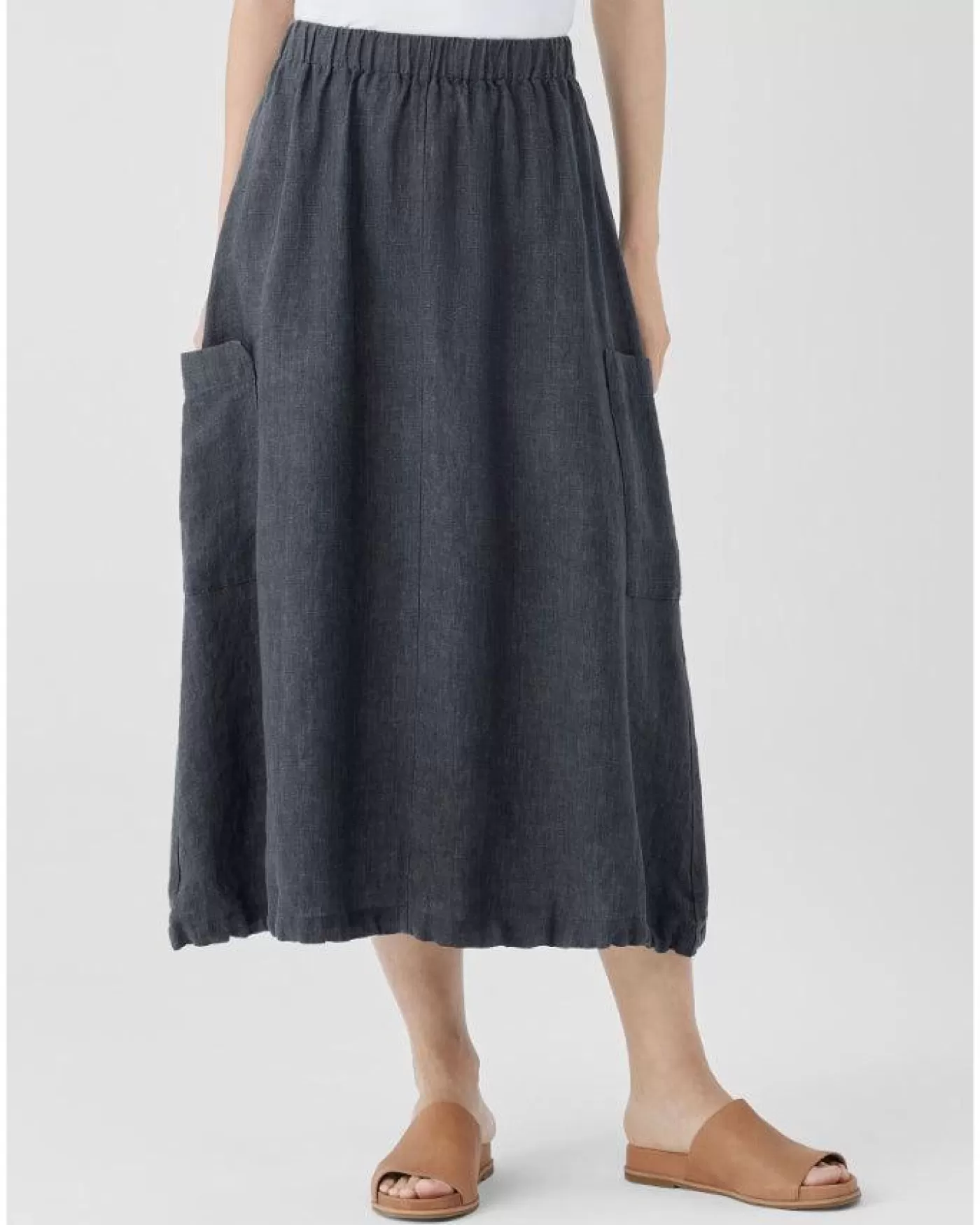 Eileen Fisher Washed Organic Linen Délavé Cargo Skirt Graphite Best Sale