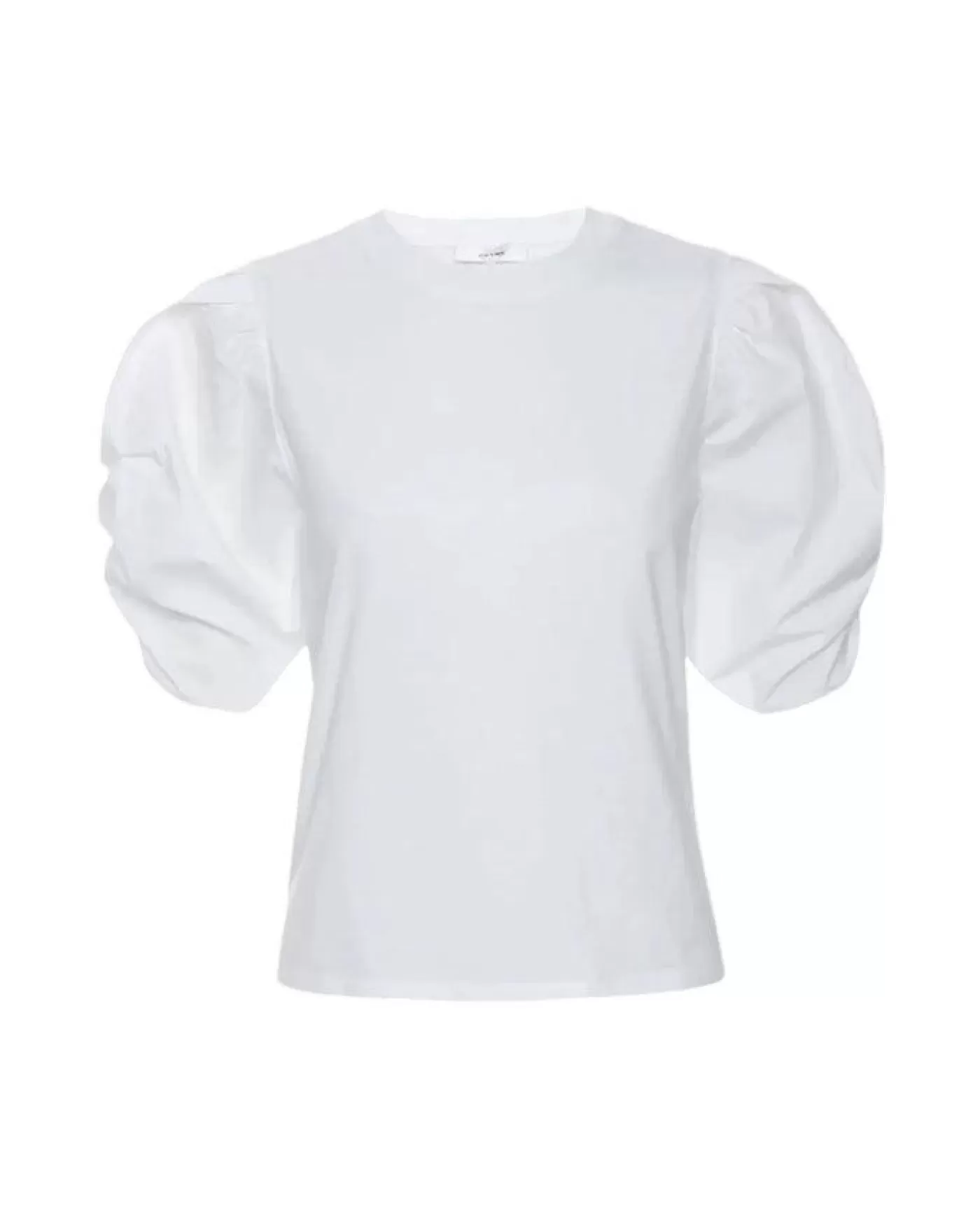 Frame Pleated Puff Sleeve Tee White New