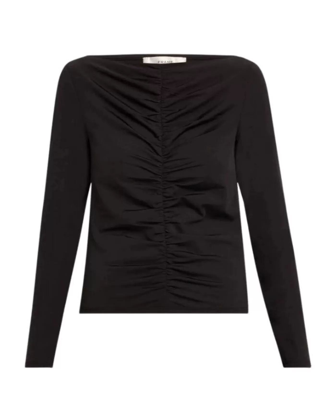 Frame Ruched Long Sleeve Top Black Cheap