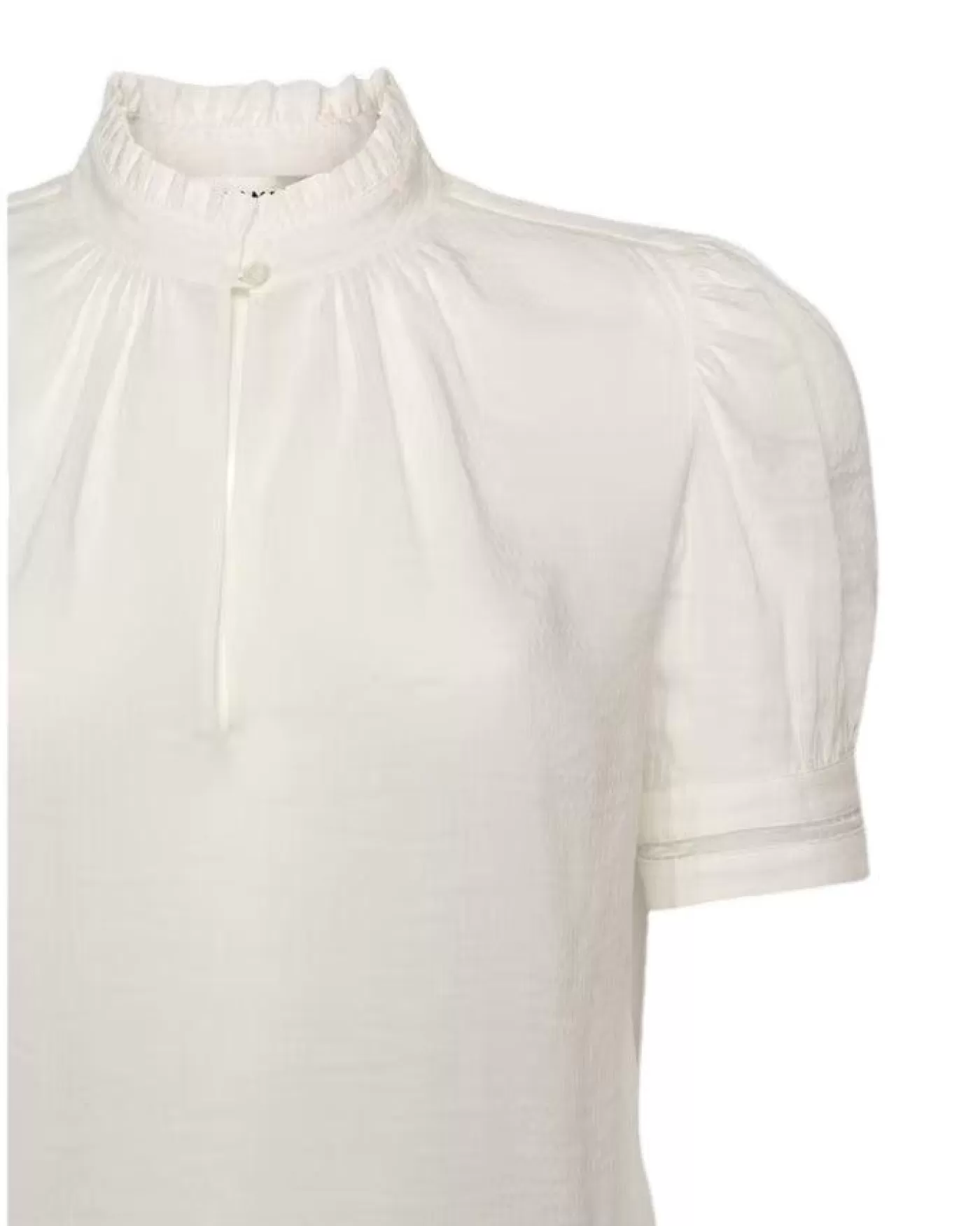 Frame Ruffle Collar Inset Lace Top White Cheap