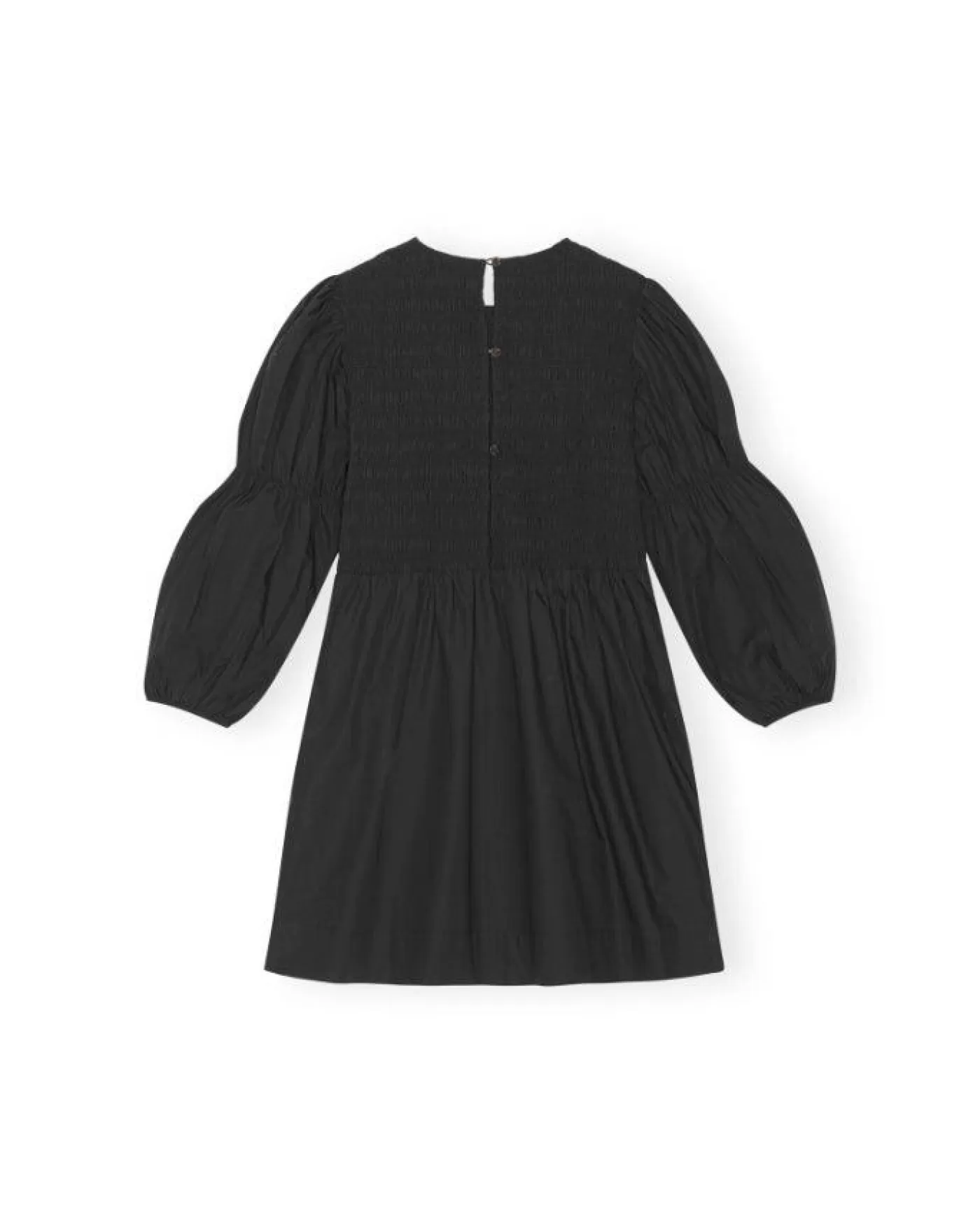 Ganni Cotton Poplin Smock Mini Dress BLACK Discount