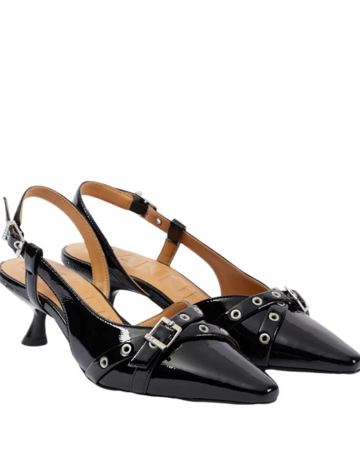 Ganni Eyelets Kitten Heel Pump BLACK Sale