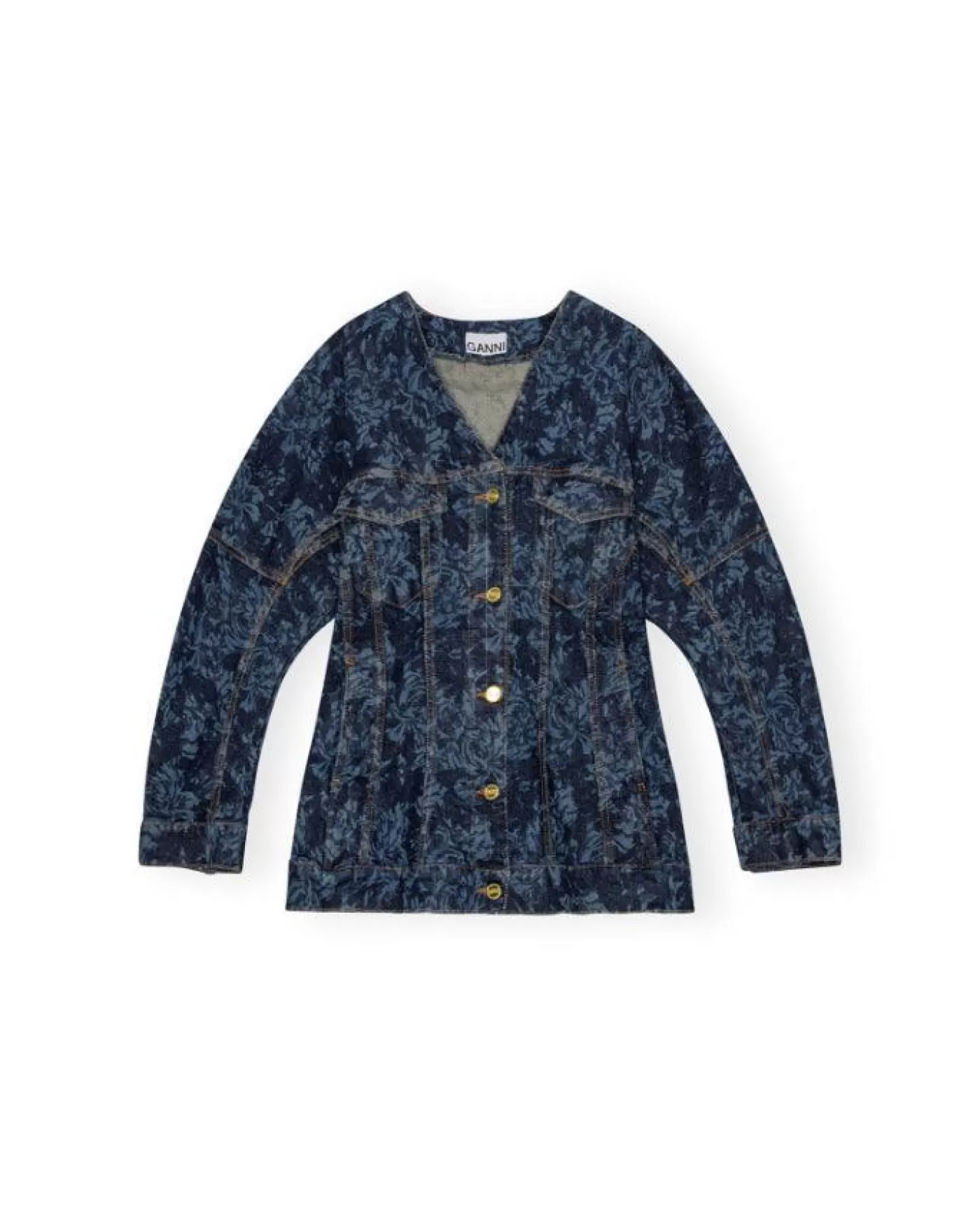 Ganni Lazer Denim Blazer MIDBLUESTONE Outlet