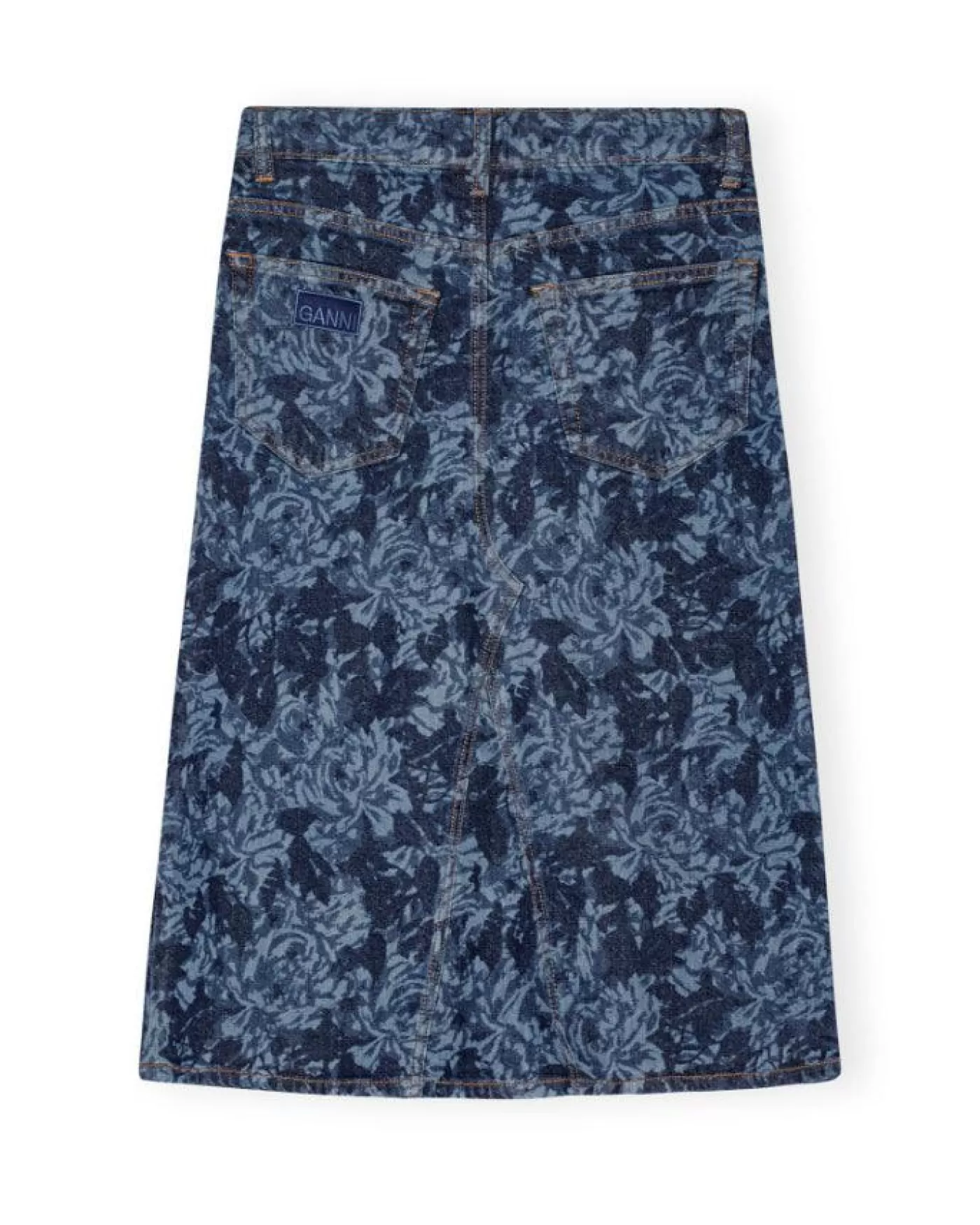 Ganni Lazer Denim Midi Skirt MIDBLUESTONE Flash Sale