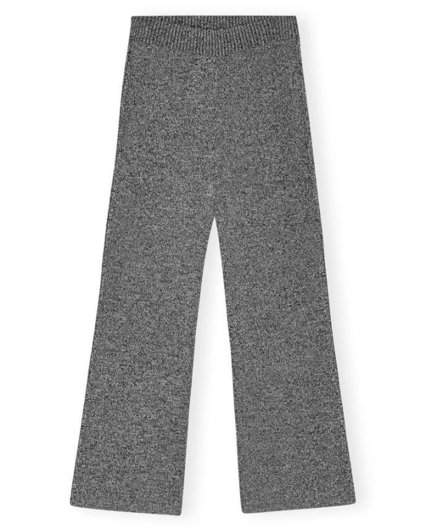 Ganni Melange Rib Knit Cropped Pants BLACK/GREY Best