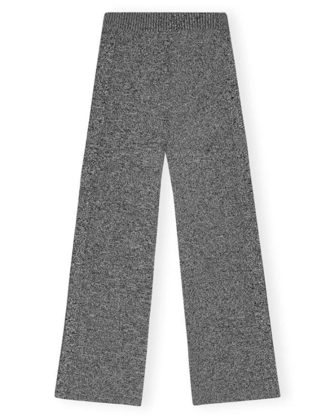 Ganni Melange Rib Knit Cropped Pants BLACK/GREY Best