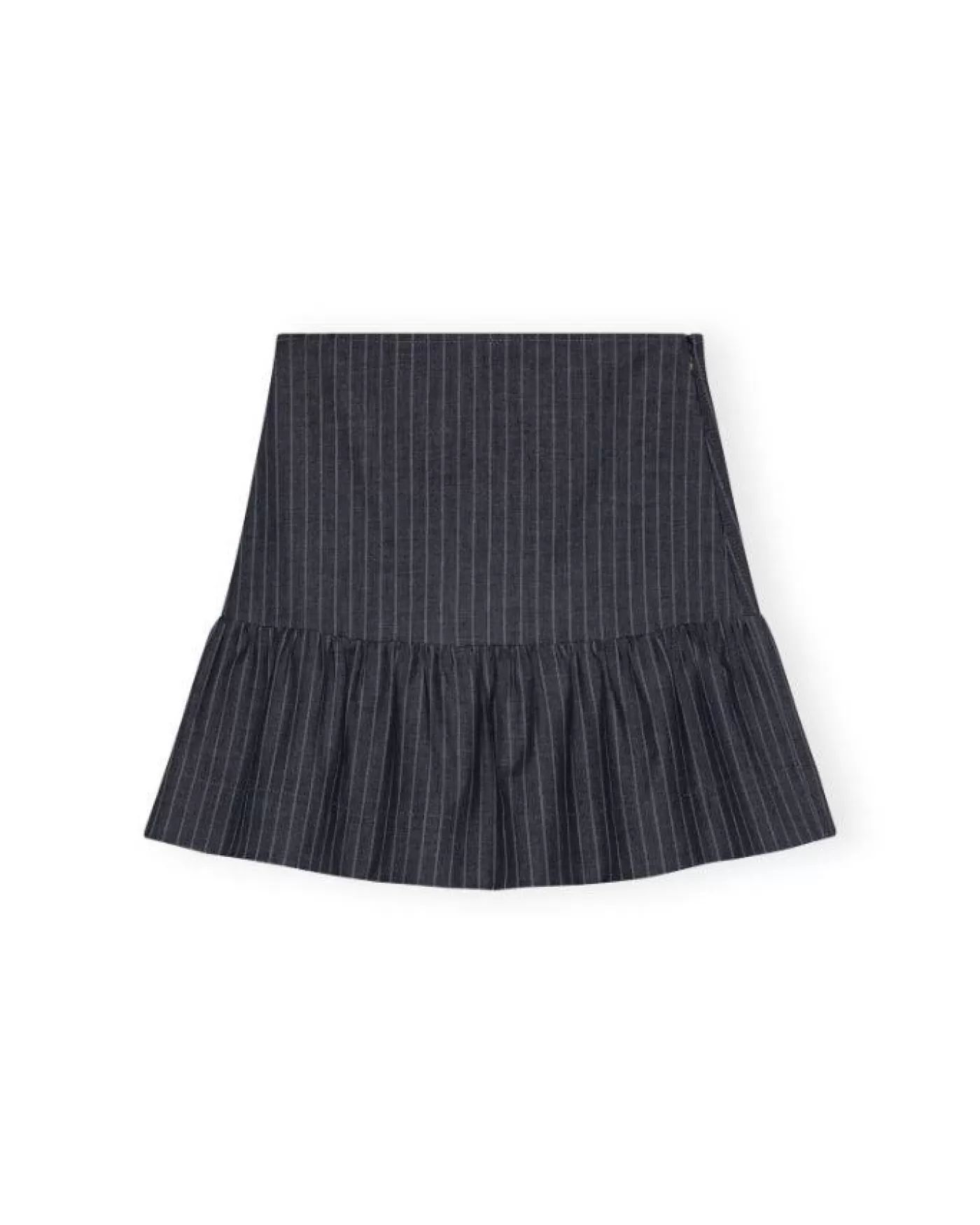 Ganni Pinstripe Flounce Mini Skirt GREYPINSTRIPE Sale
