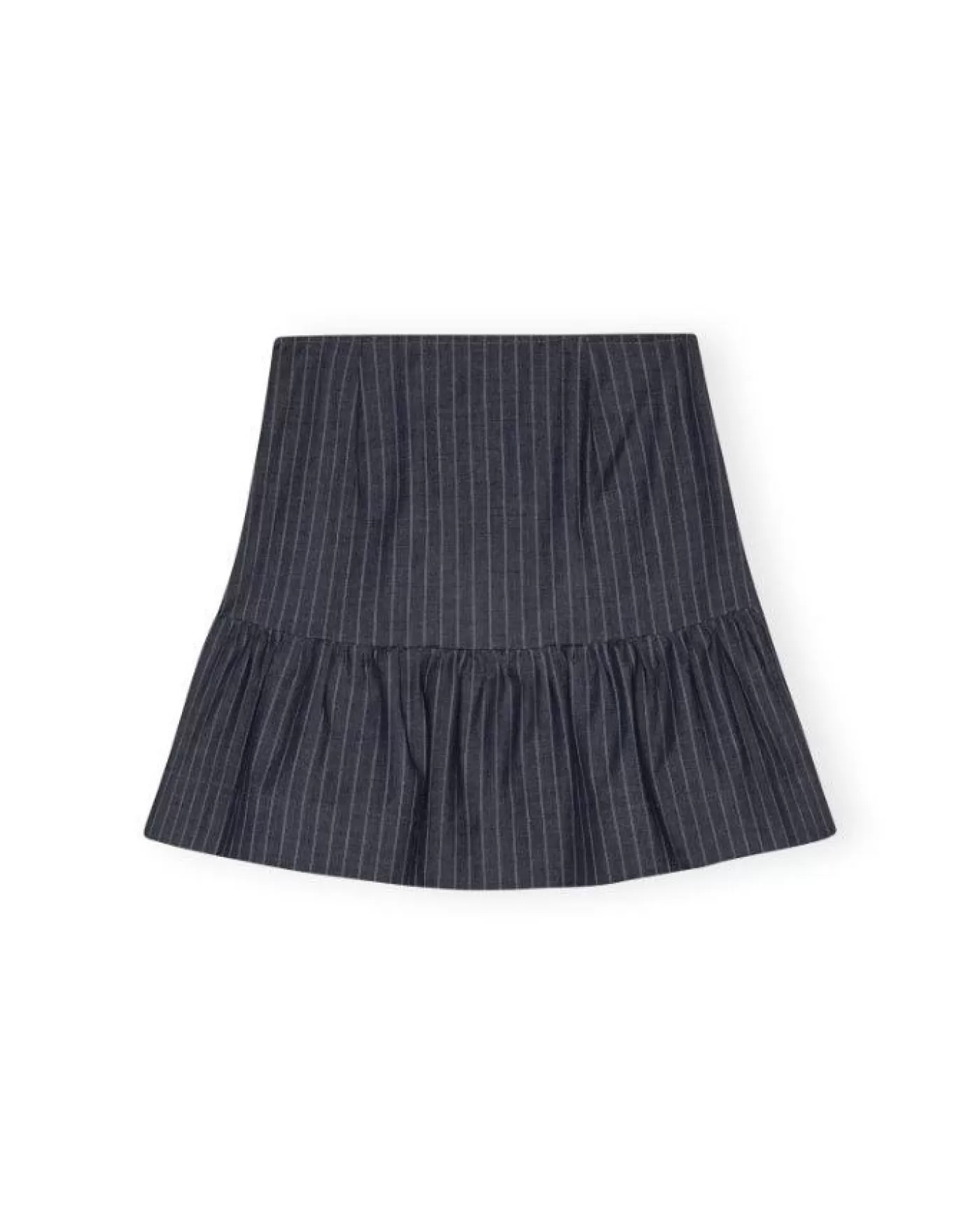 Ganni Pinstripe Flounce Mini Skirt GREYPINSTRIPE Sale