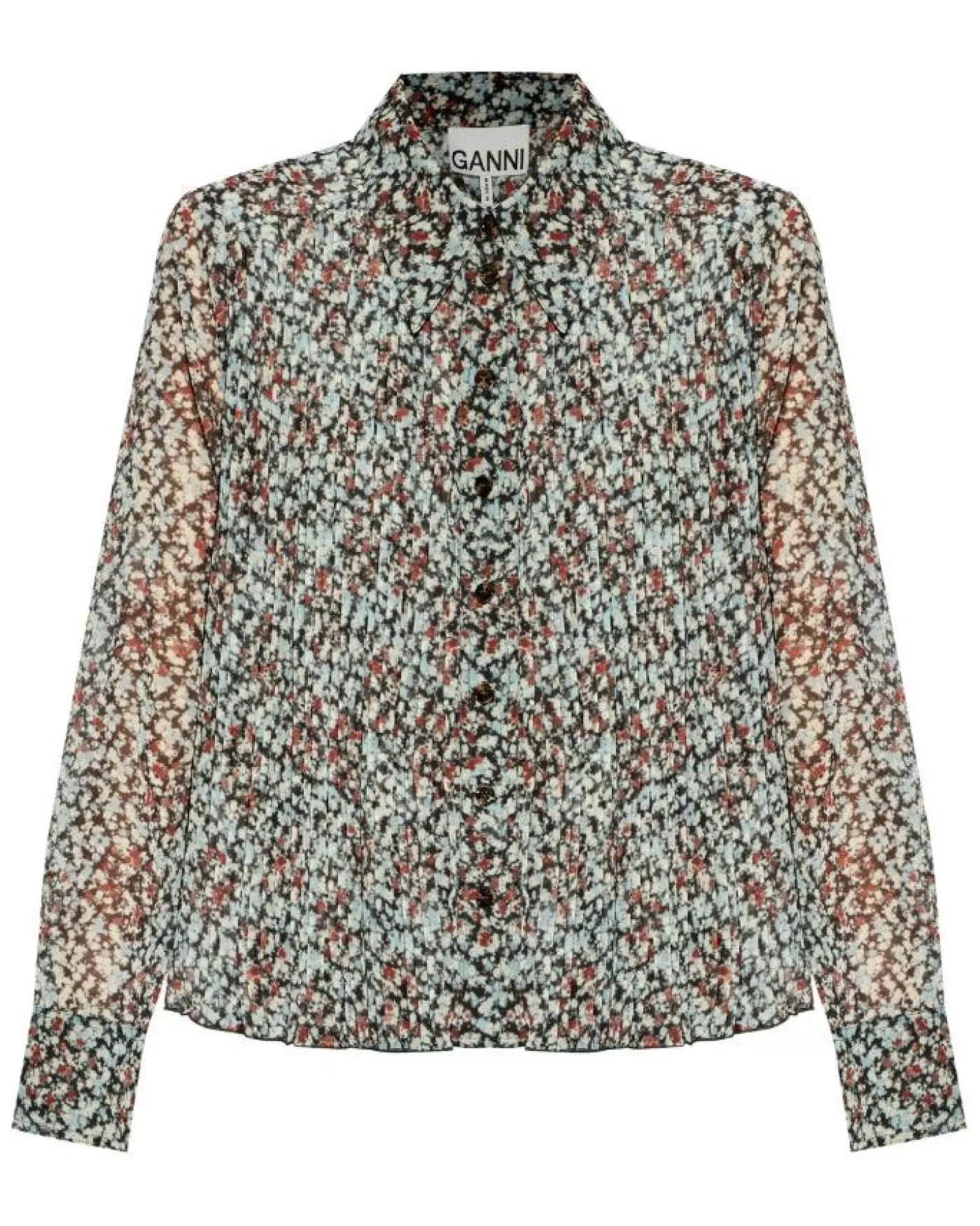 Ganni Pleated Georgette Shirt 252-PHANTOM Shop