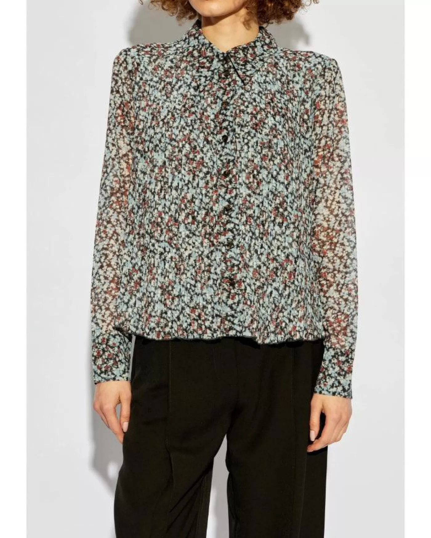 Ganni Pleated Georgette Shirt 252-PHANTOM Shop