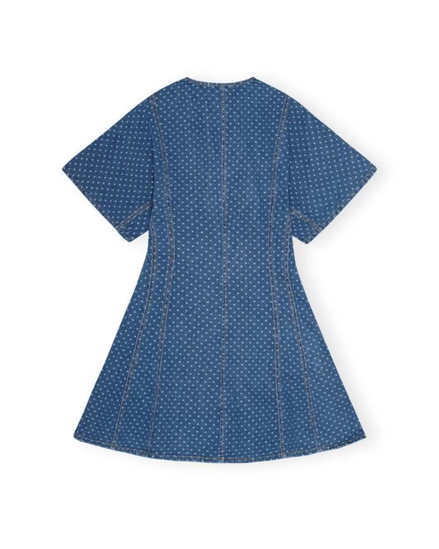 Ganni Polka Dot Denim Mini Dress 566-MIDBLUESTONE Best Sale