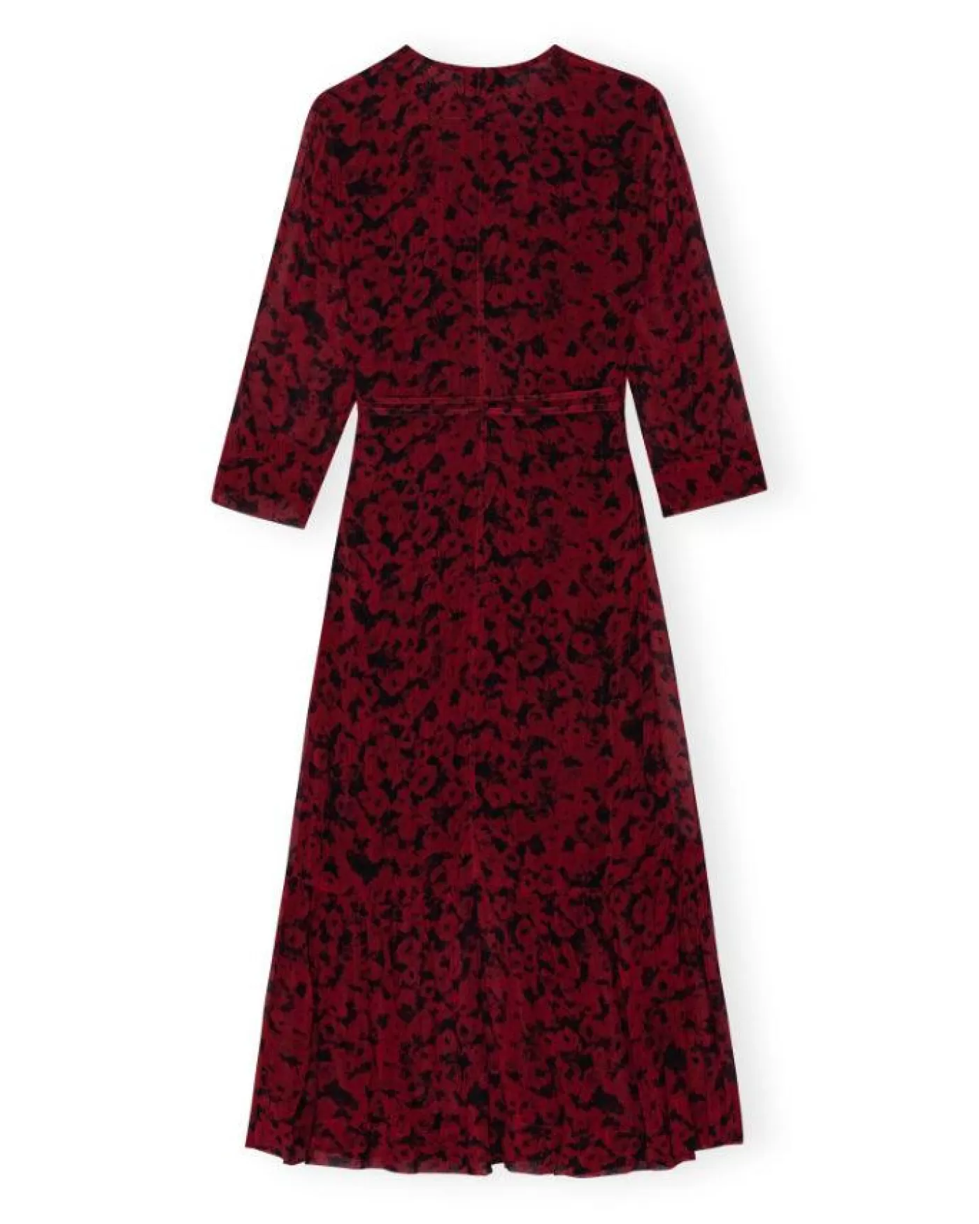Ganni Red Print Georgette Wrap Midi Dress SYRAH Best Sale