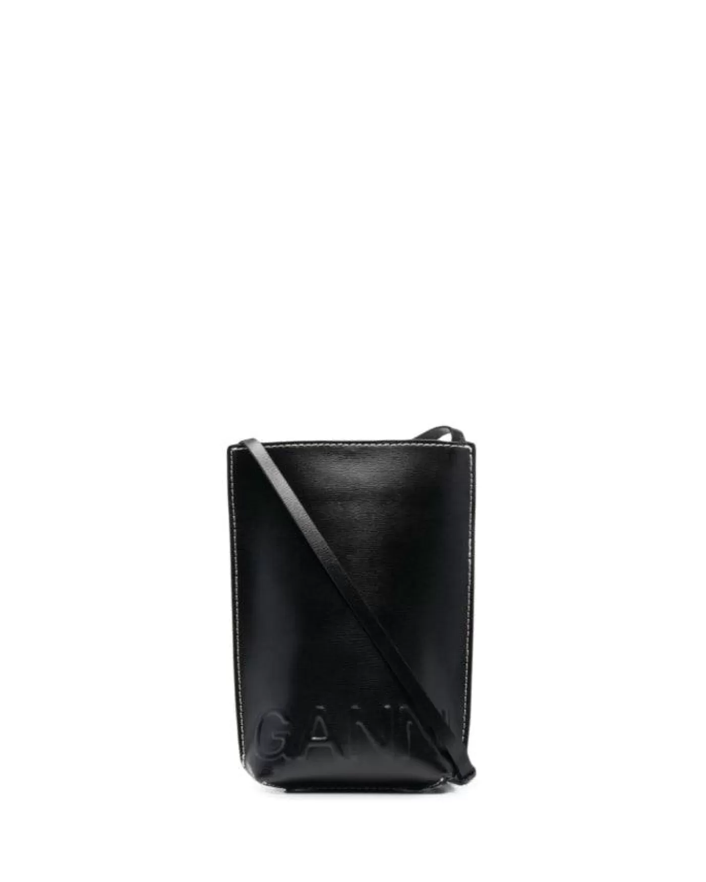 Ganni Small Recycled Leather Crossbody Bag BLACK Best Sale