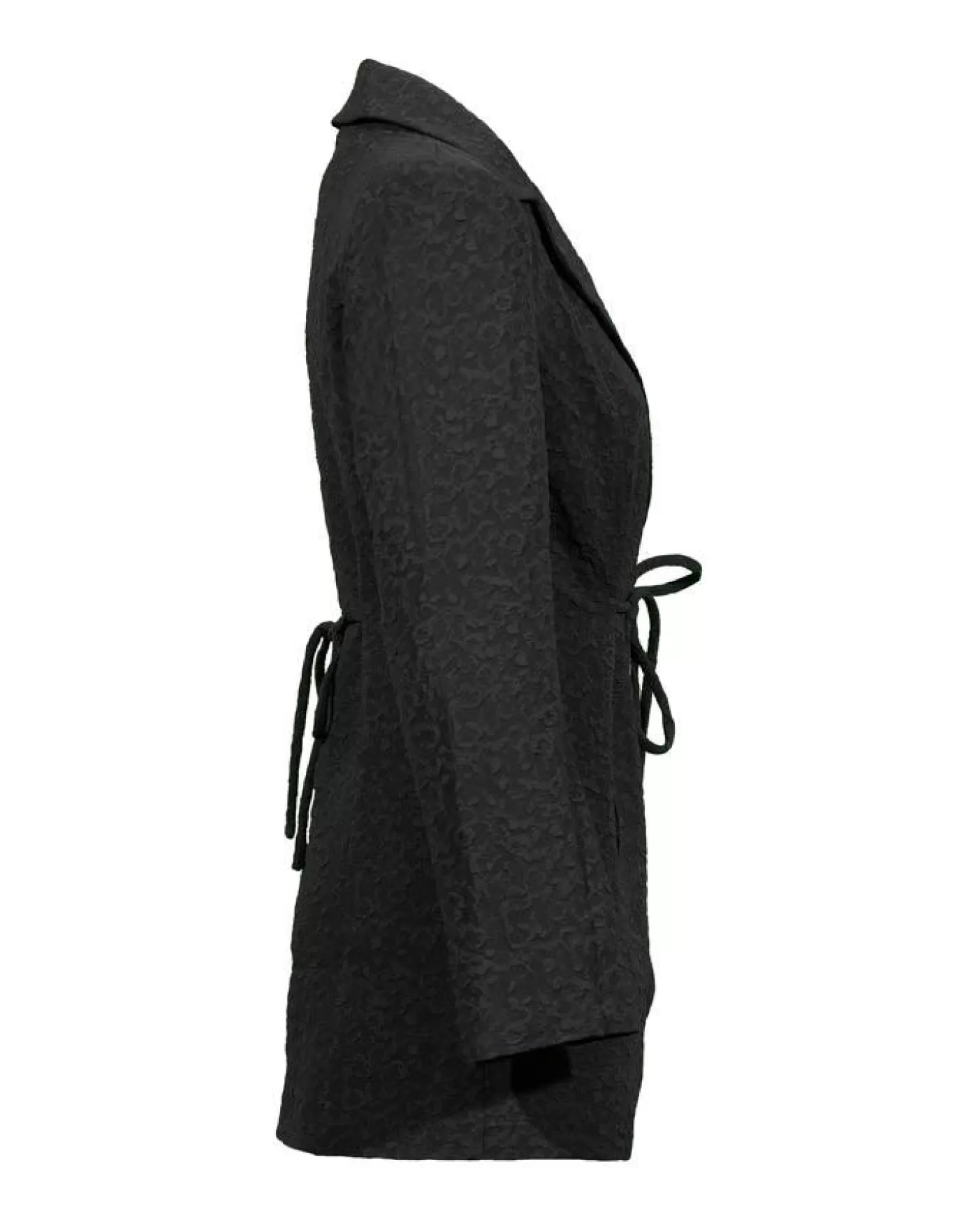 Ganni Textured Suiting Tie String Blazer BLACK Outlet